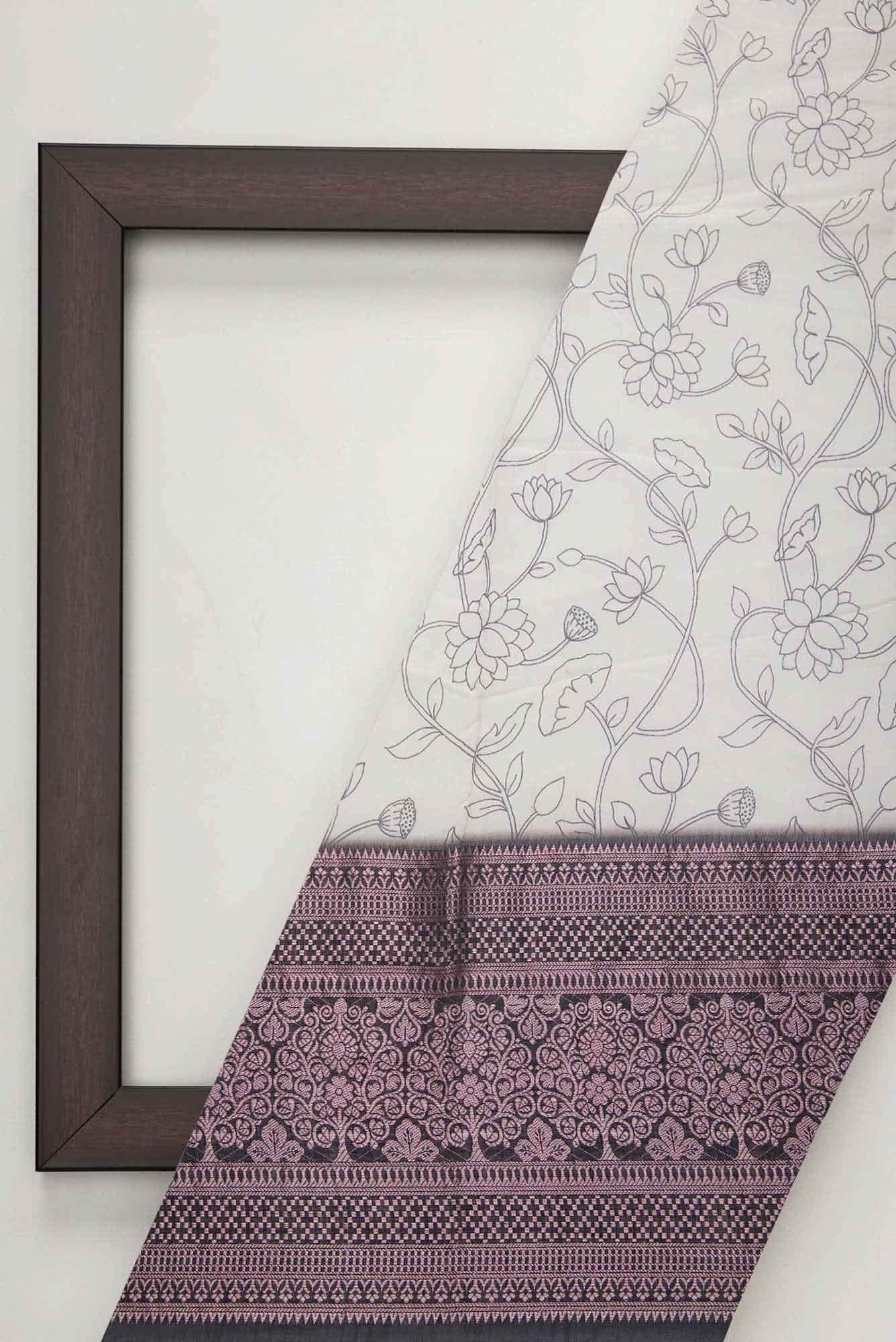 Off White Chanderi Silk Dress Material
