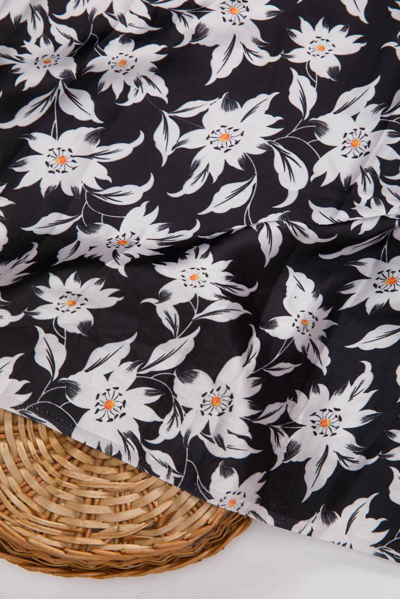 Black Satin Crepe Dress Material