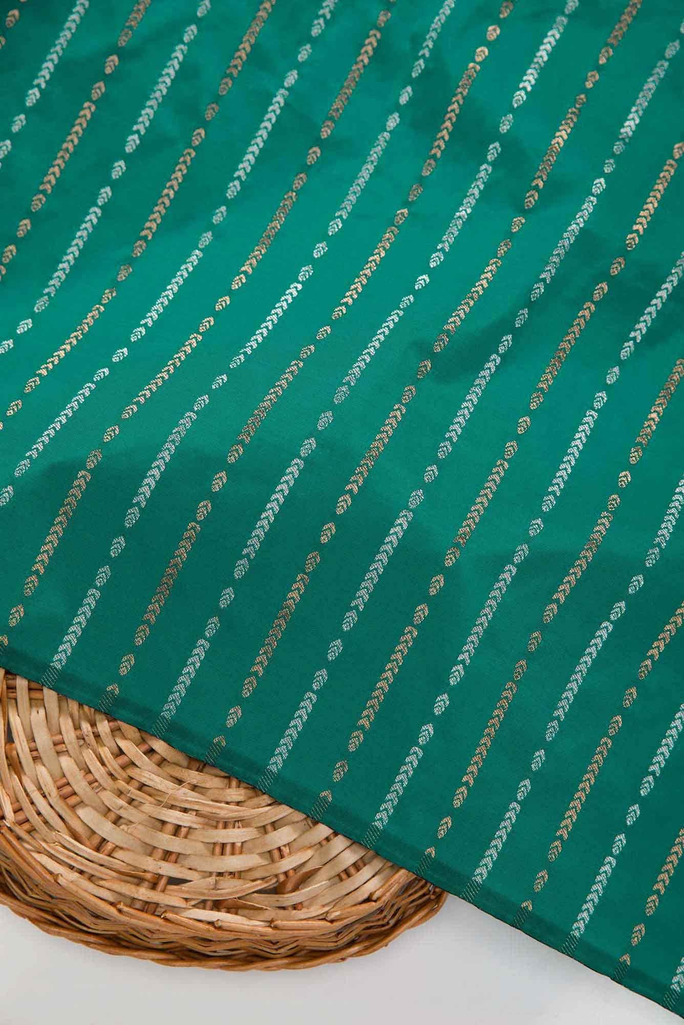 Green Blended Banarasi Silk Dress Material