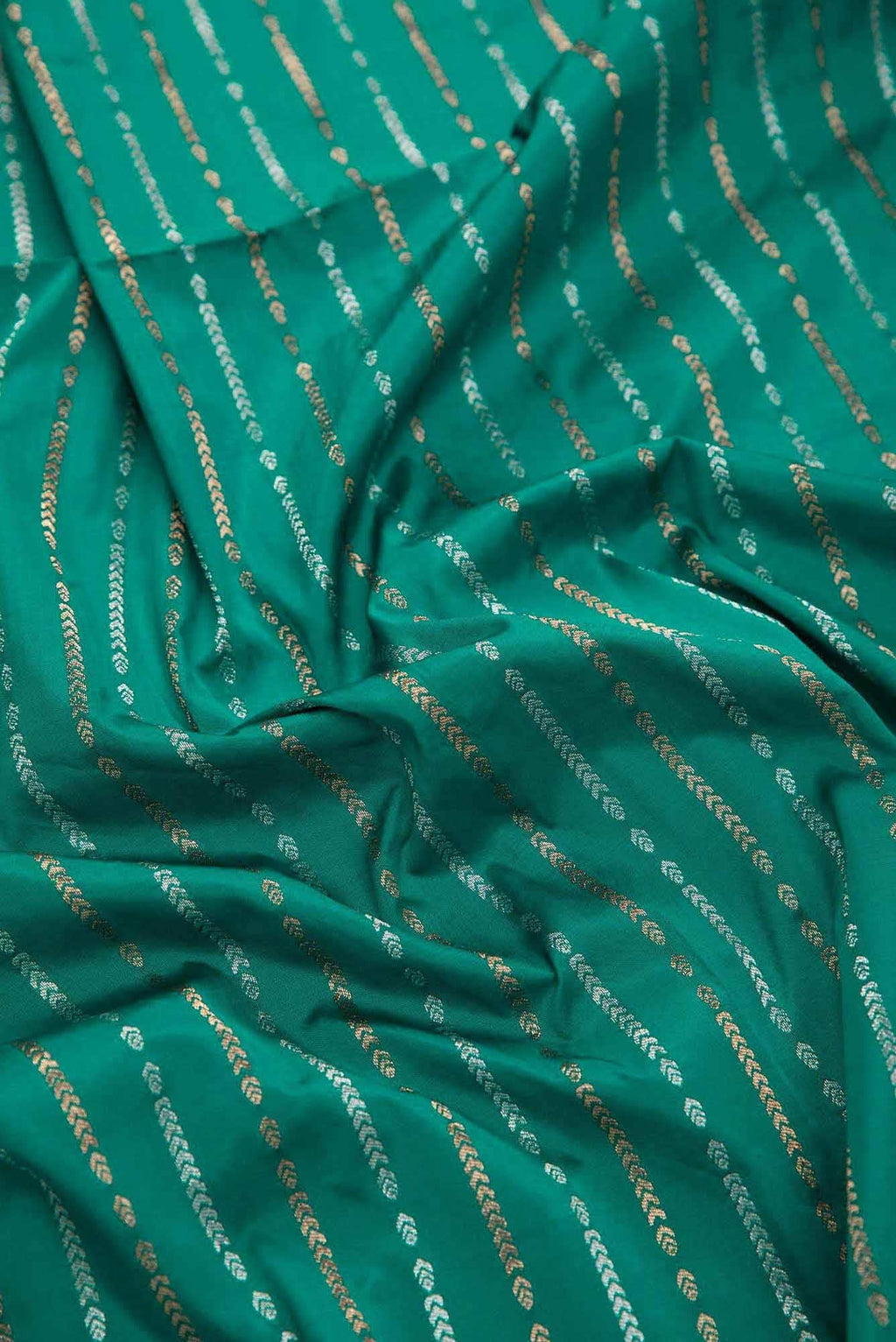 Green Blended Banarasi Silk Dress Material
