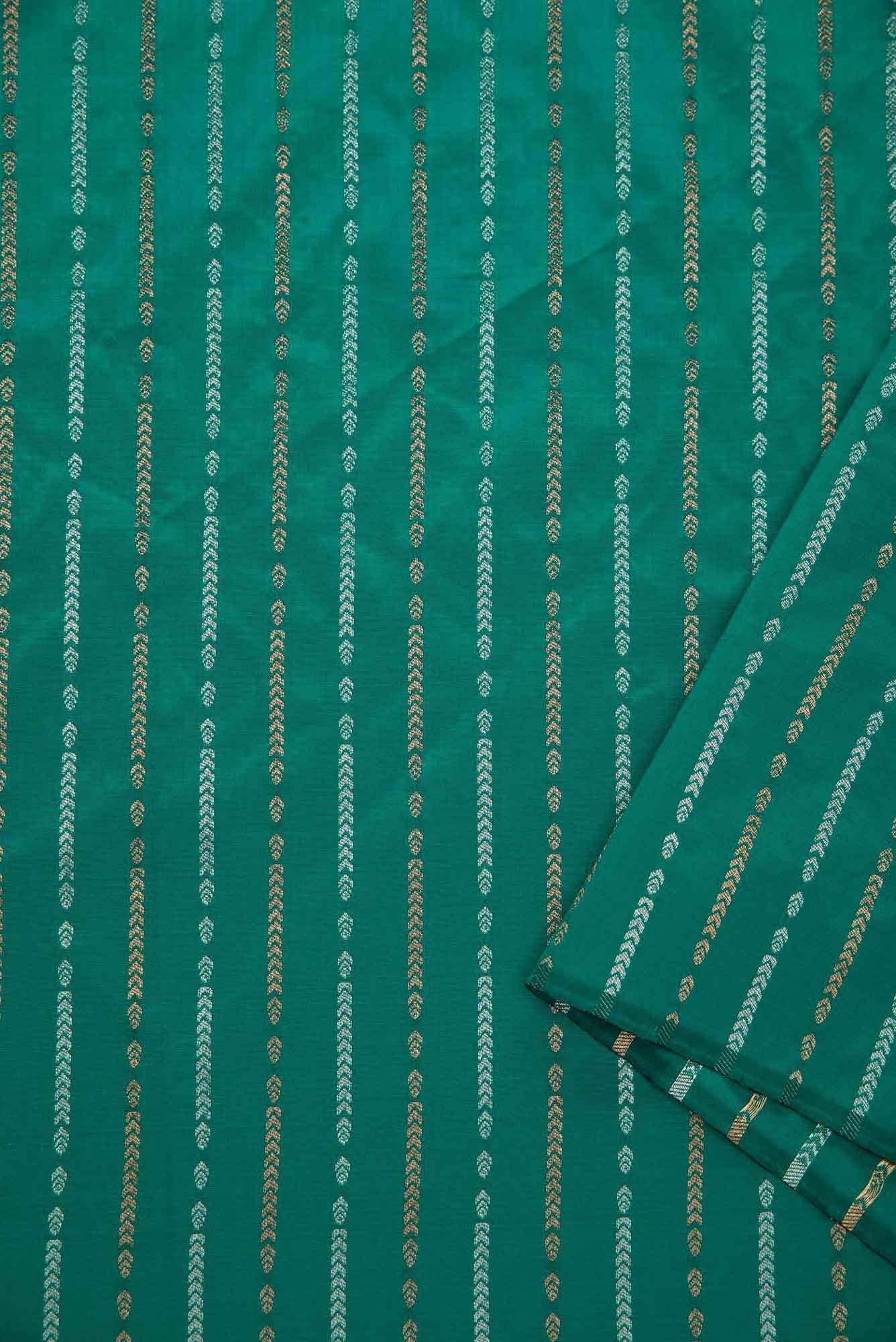 Green Blended Banarasi Silk Dress Material