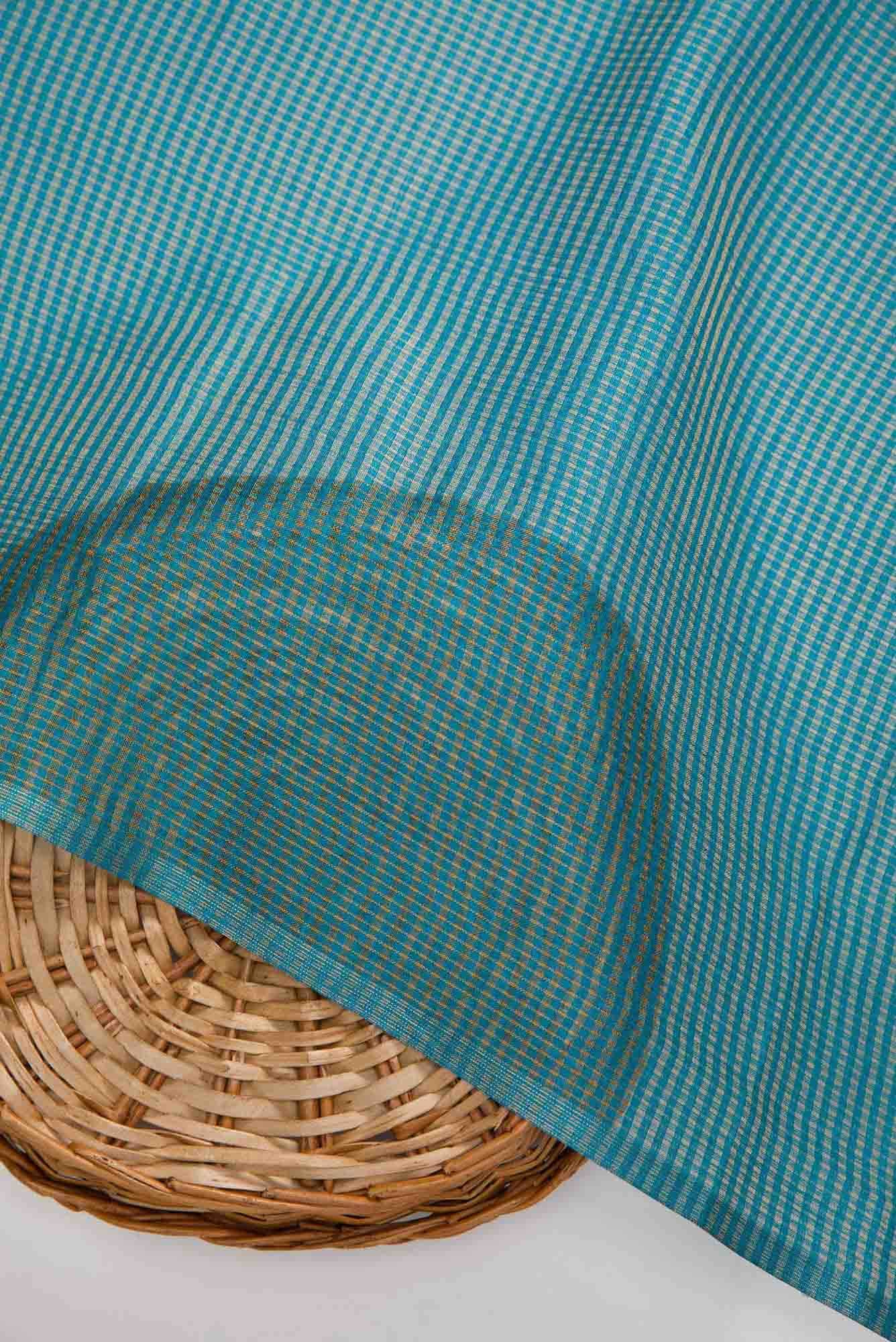 Maya Blue Tussar Silk Dress Material