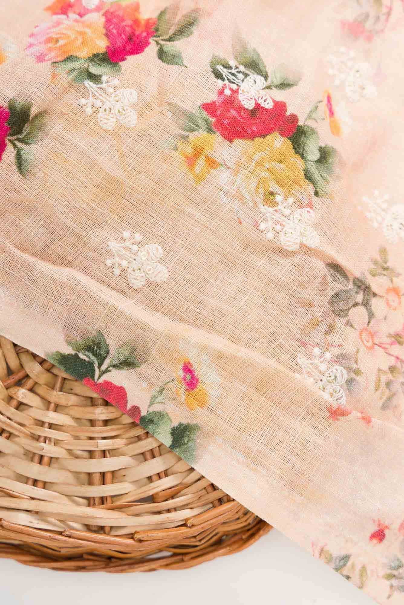 Golden Peach Linen Dress Material