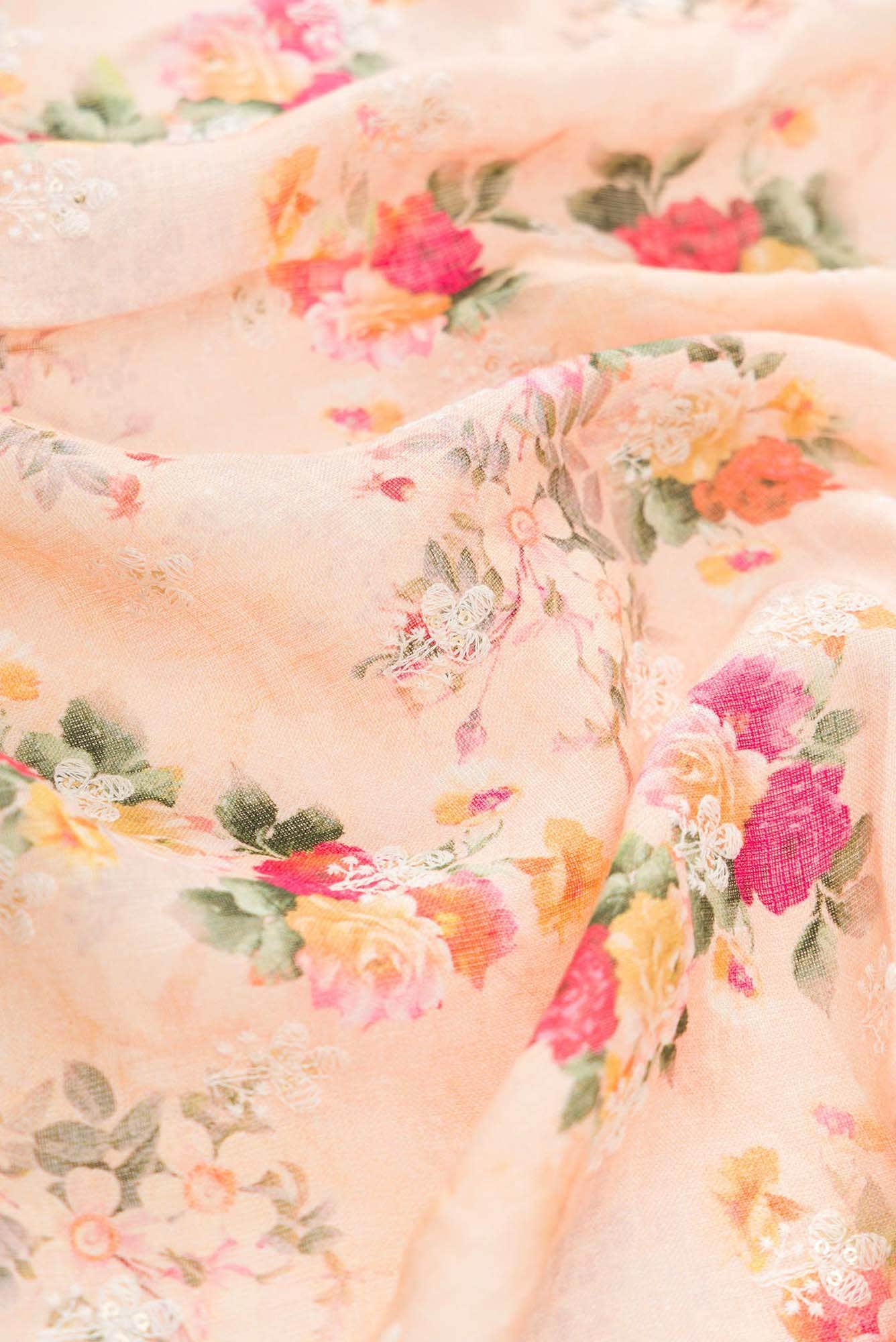 Golden Peach Linen Dress Material