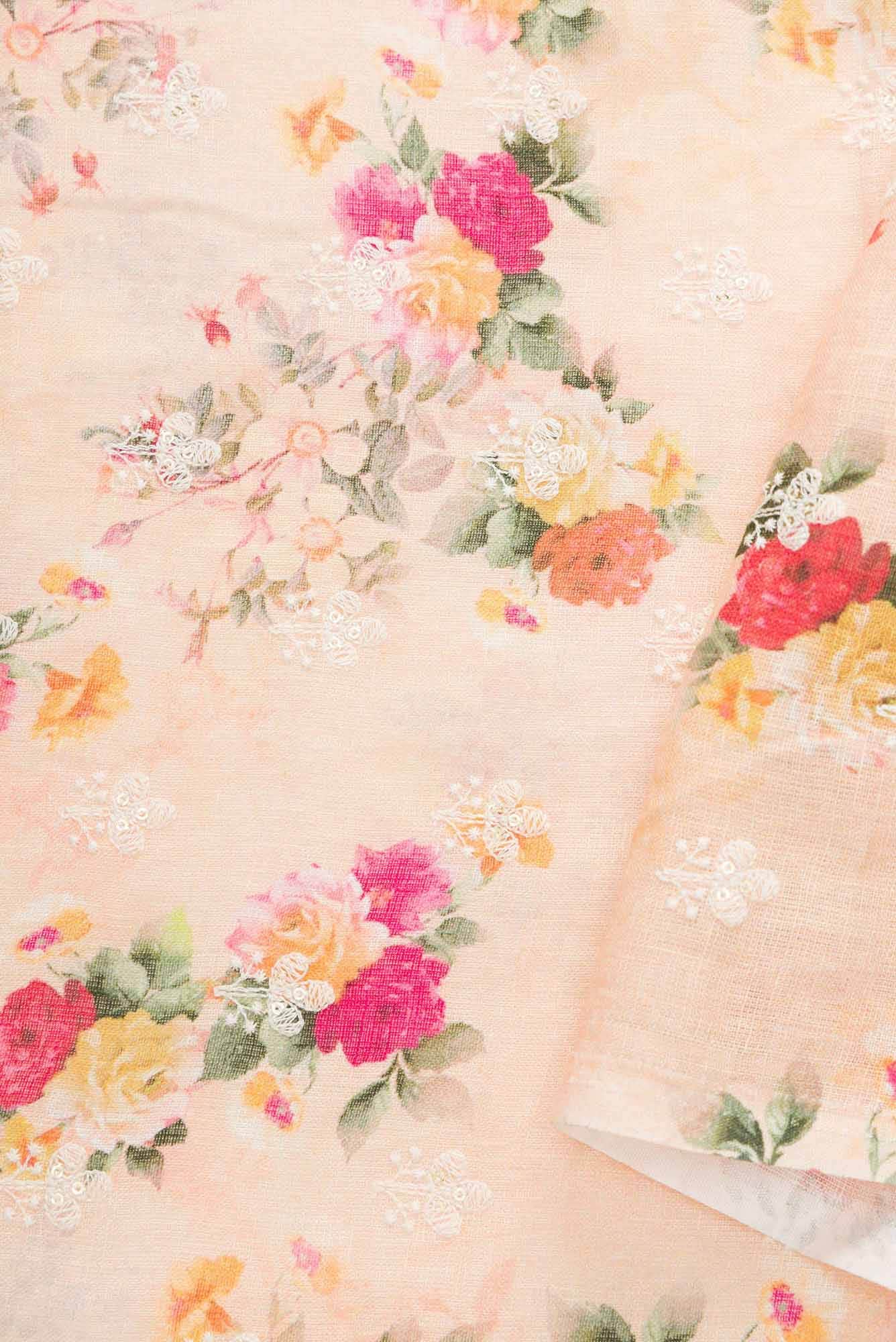 Golden Peach Linen Dress Material