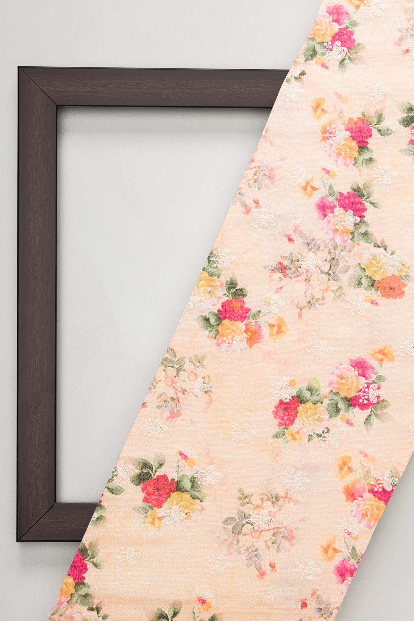 Golden Peach Linen Dress Material