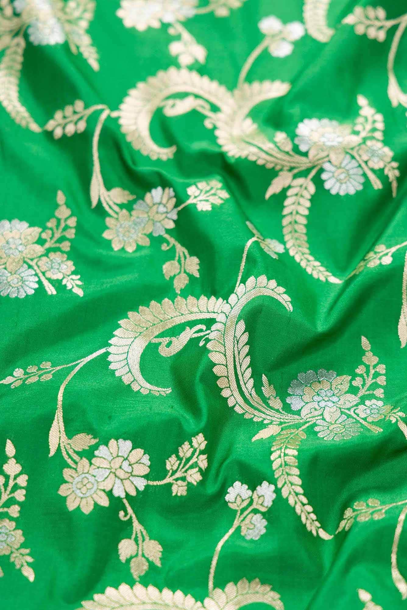 Green Banarasi Silk Dress Material