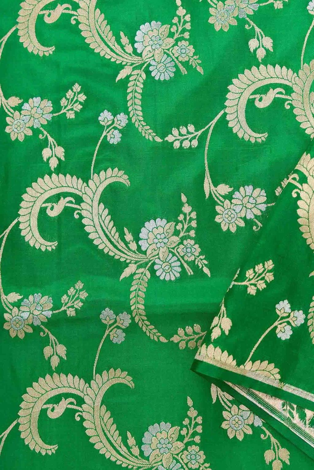 Green Banarasi Silk Dress Material