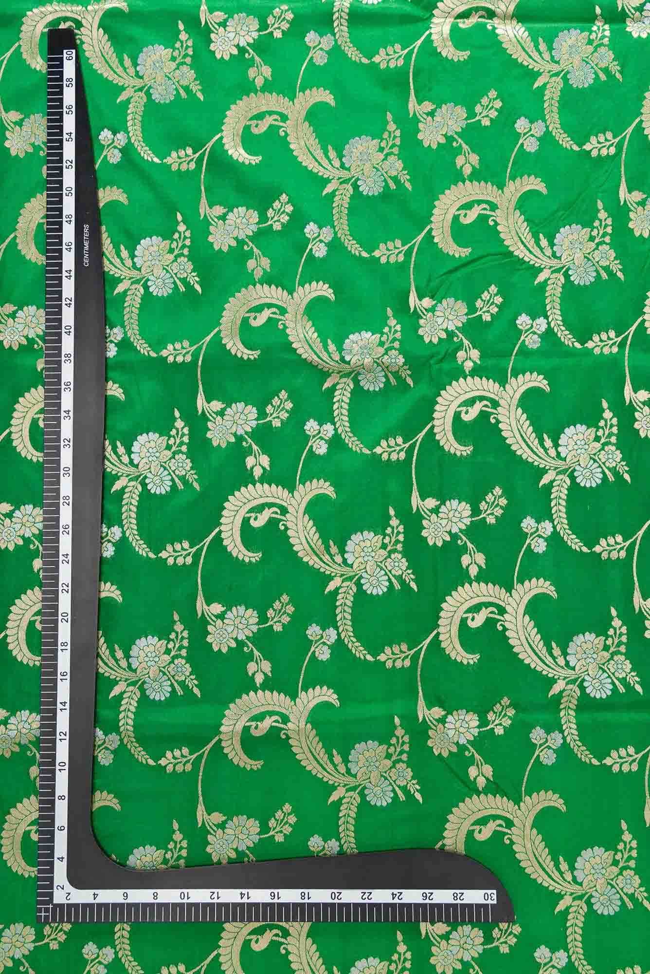 Green Banarasi Silk Dress Material