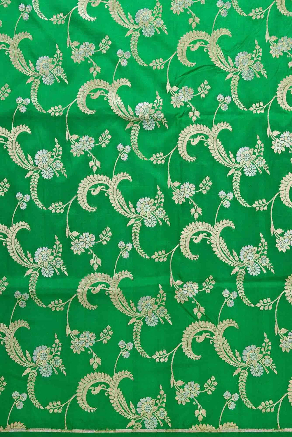 Green Banarasi Silk Dress Material