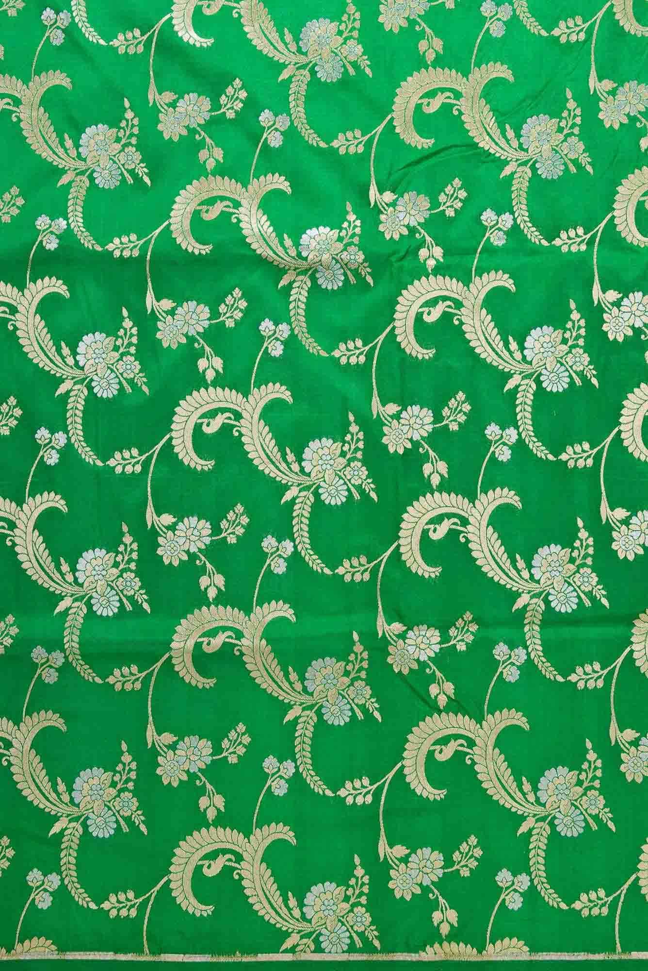 Green Banarasi Silk Dress Material