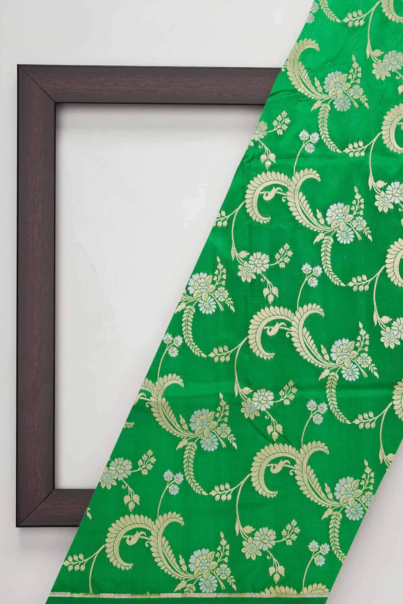 Green Banarasi Silk Dress Material
