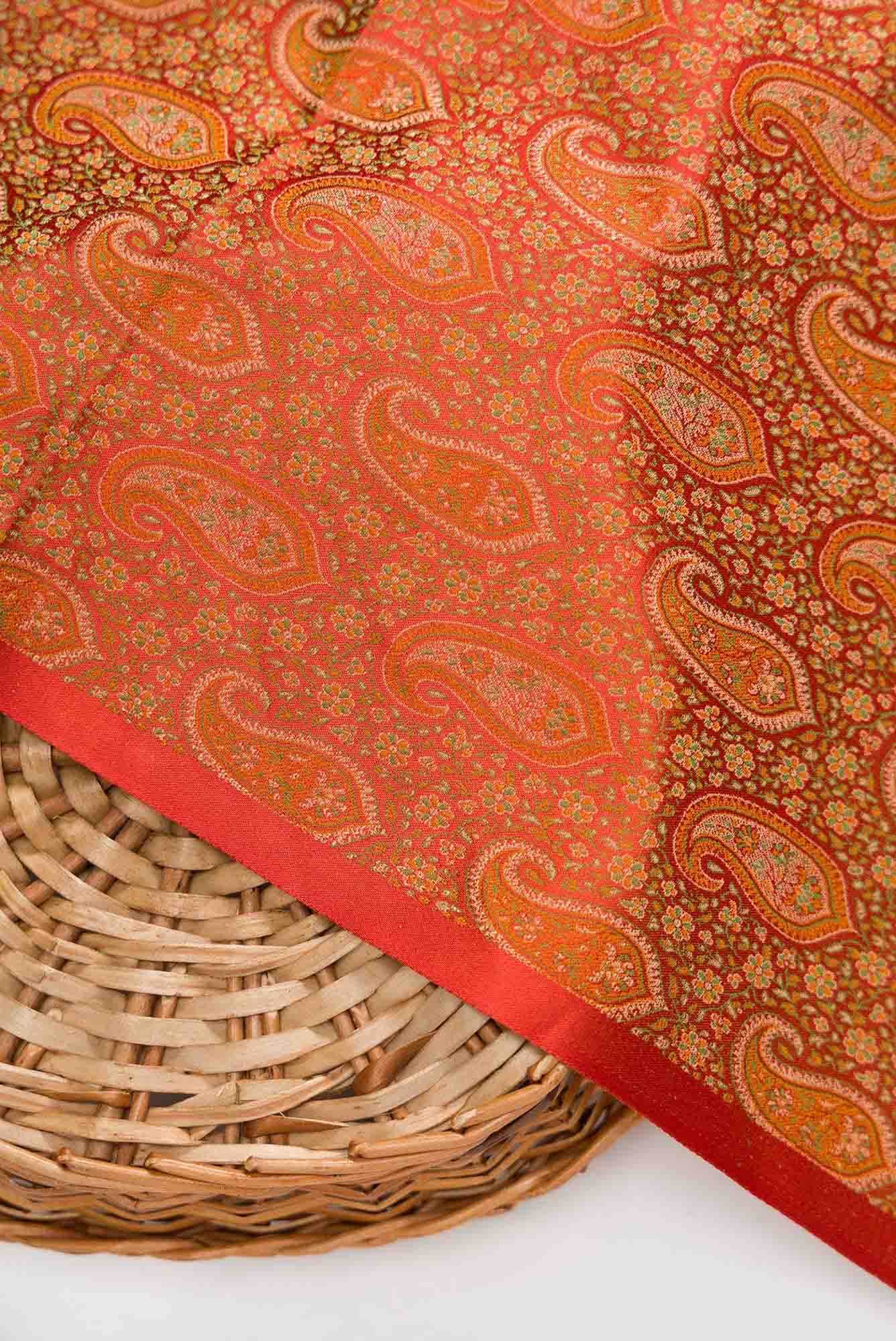 Orange Banarasi Silk Dress Material