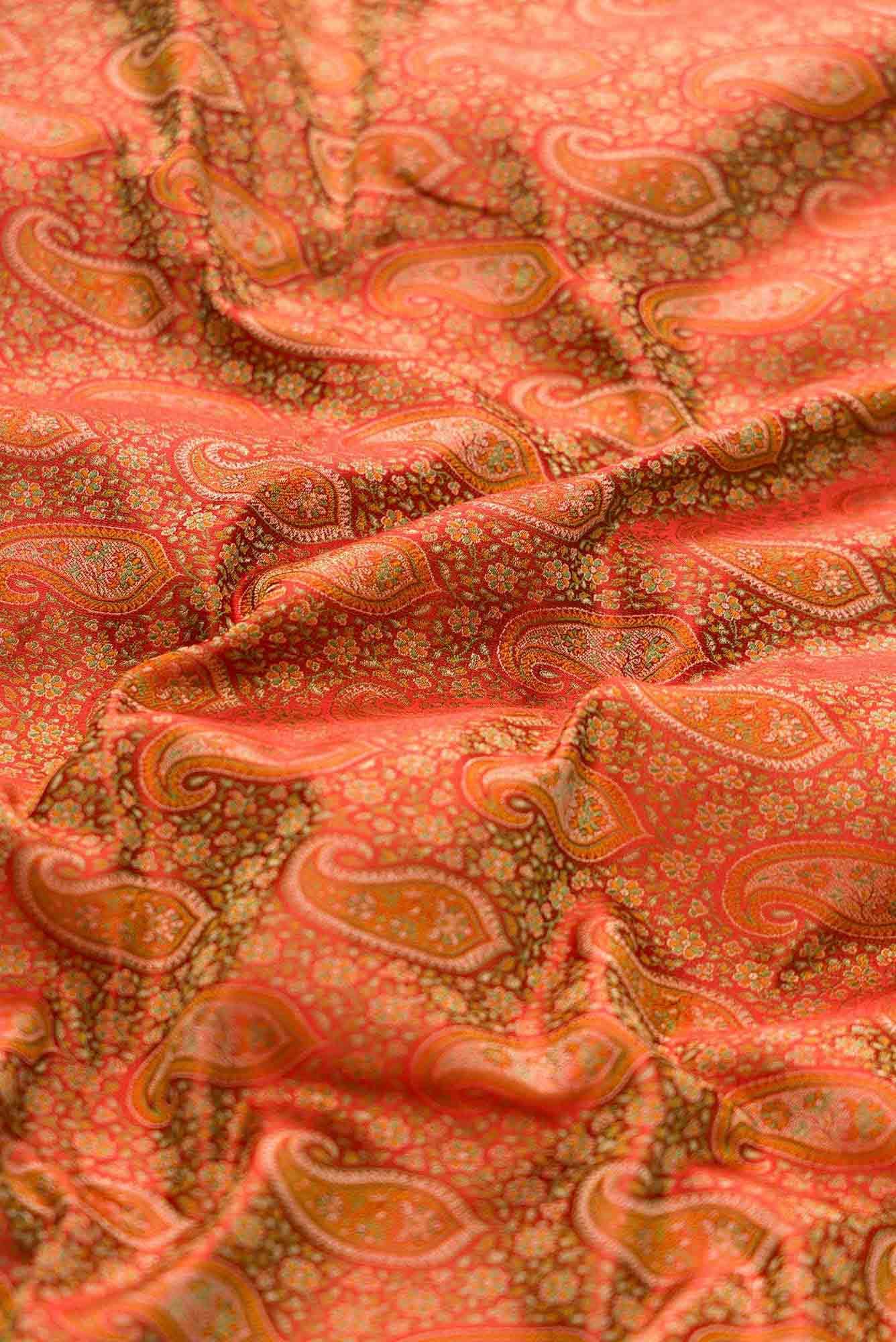 Orange Banarasi Silk Dress Material
