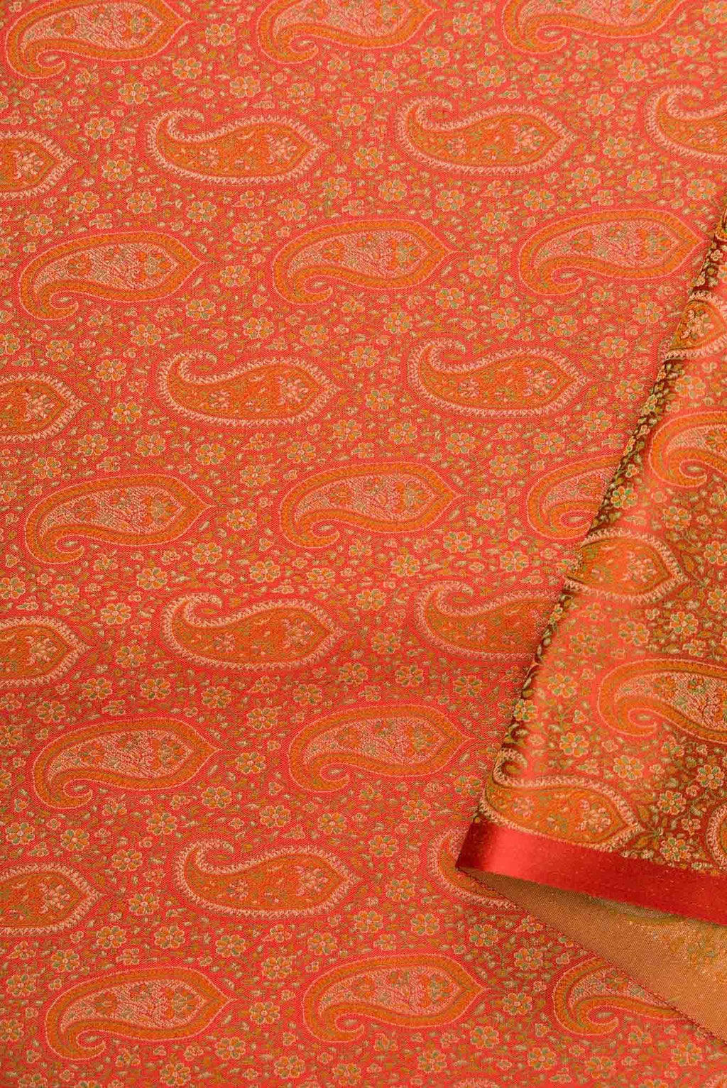 Orange Banarasi Silk Dress Material