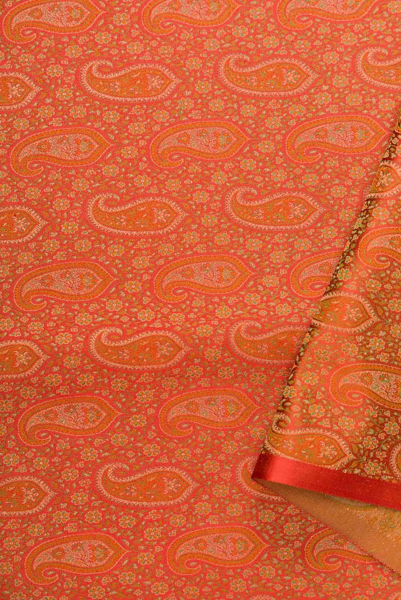 Orange Banarasi Silk Dress Material
