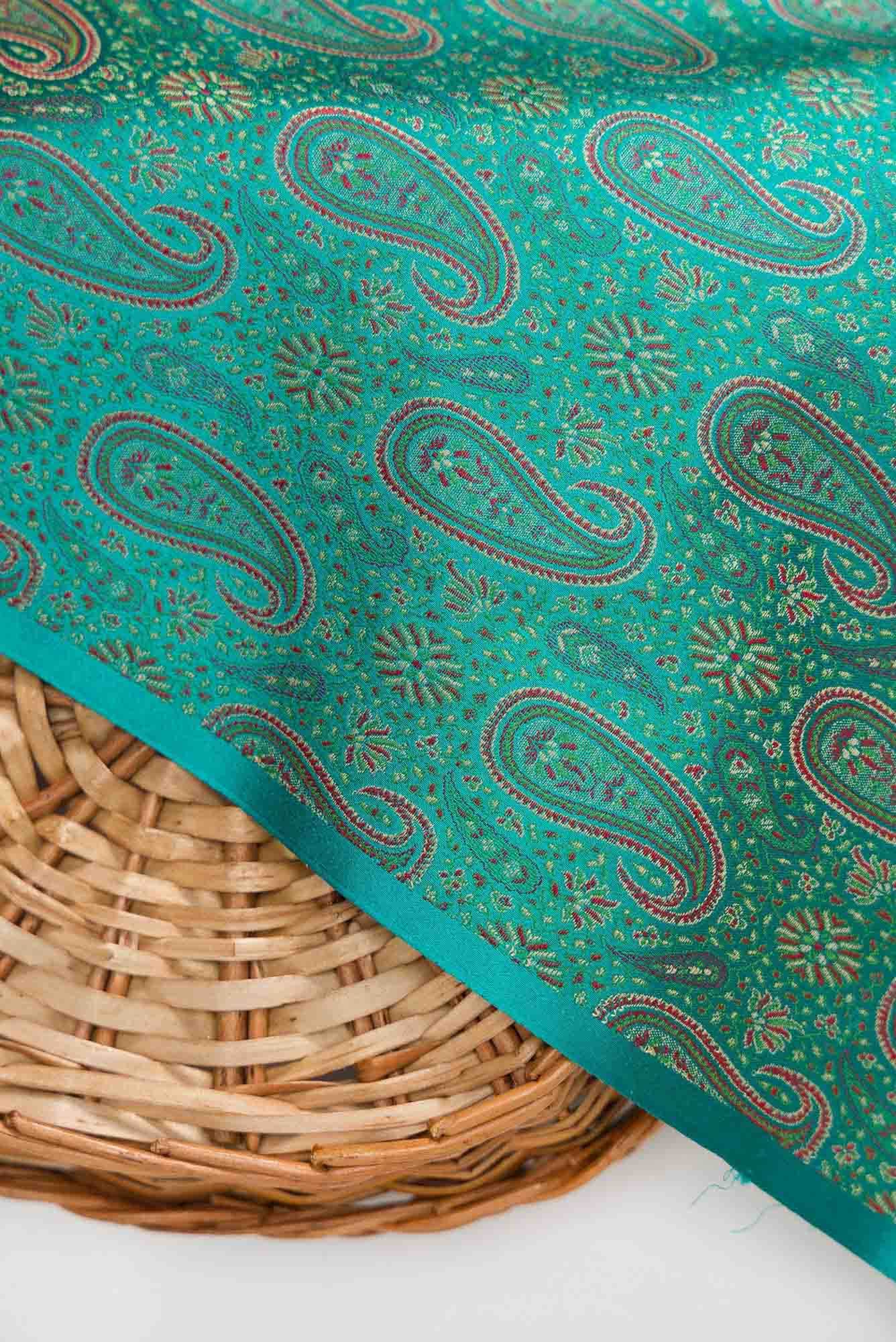 Peacock Blue Banarasi Silk Dress Material