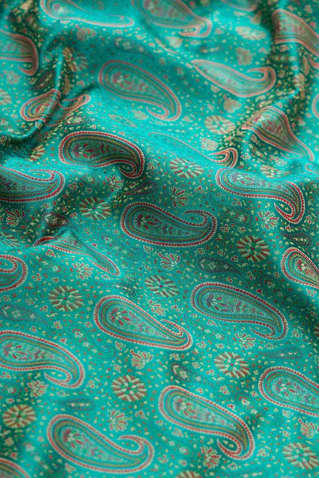 Peacock Blue Banarasi Silk Dress Material