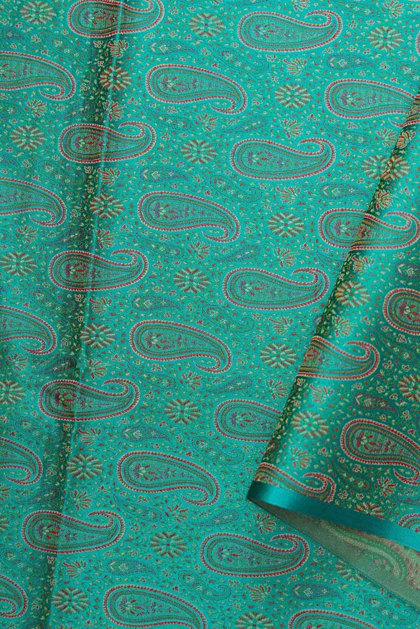 Peacock Blue Banarasi Silk Dress Material