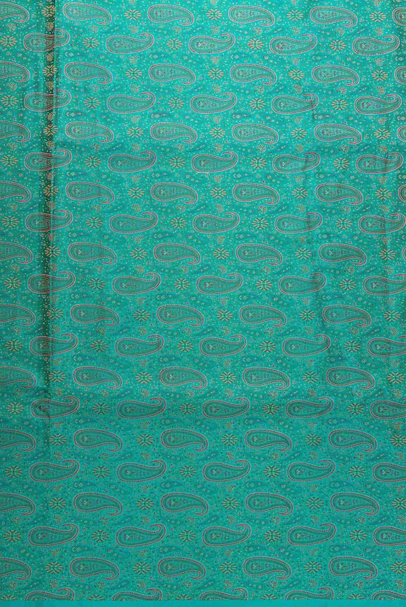 Peacock Blue Banarasi Silk Dress Material