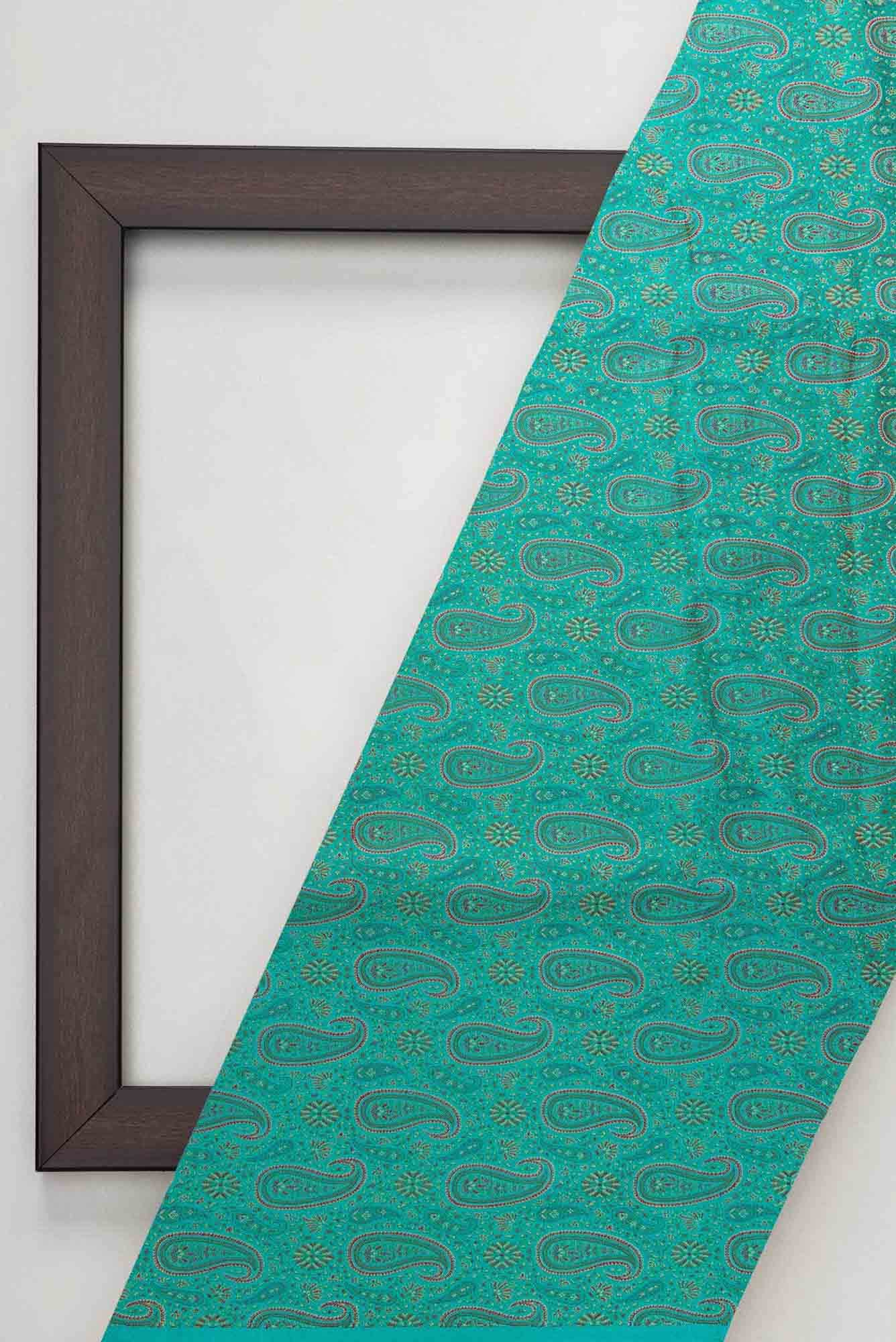 Peacock Blue Banarasi Silk Dress Material