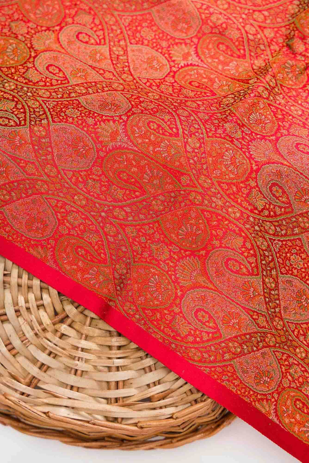 Red Banarasi Silk Dress Material