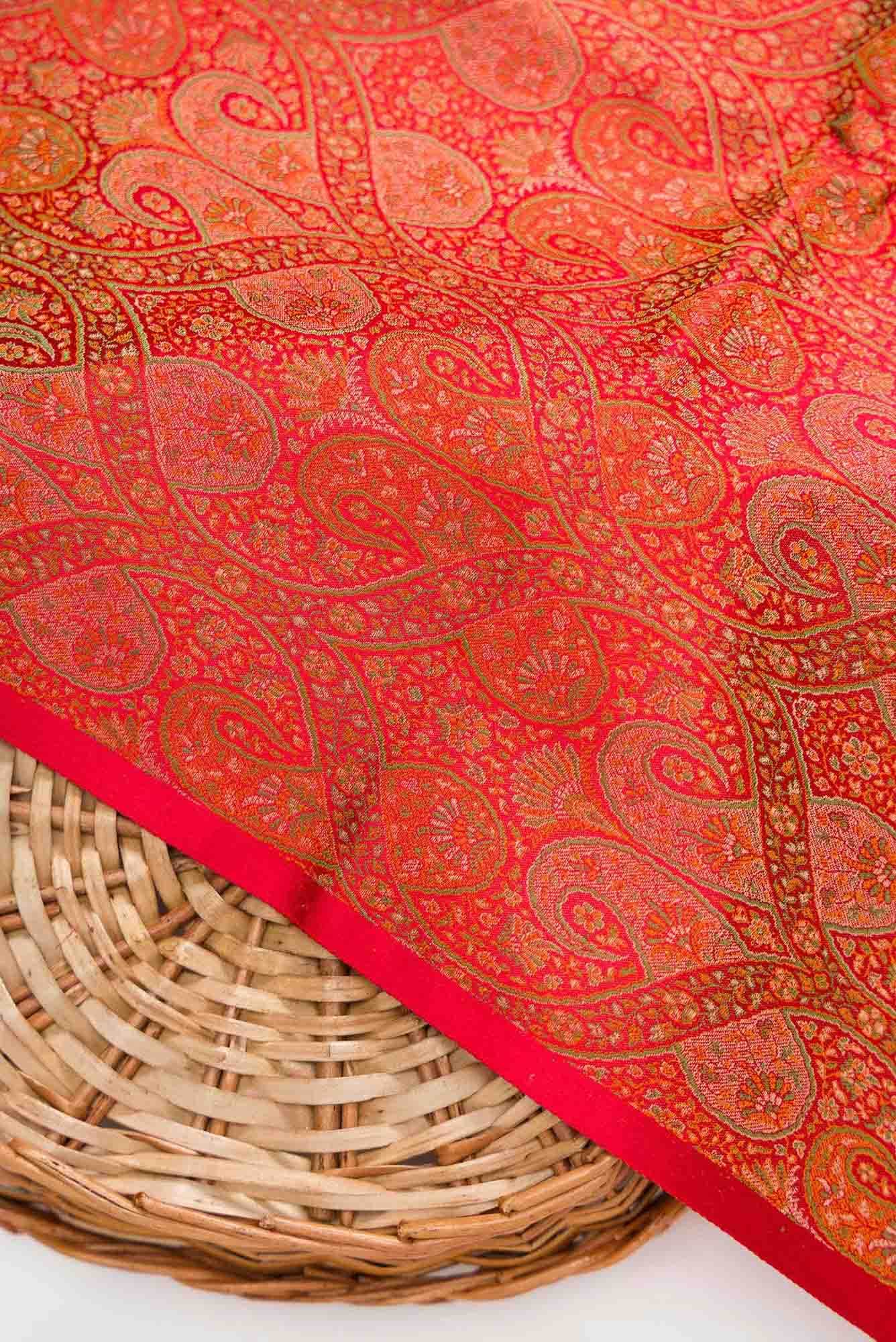Red Banarasi Silk Dress Material