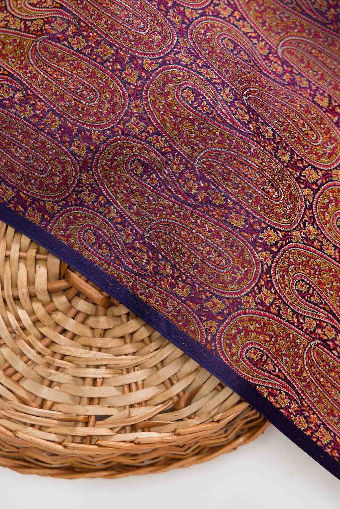 Navy Blue Banarasi Silk Dress Material