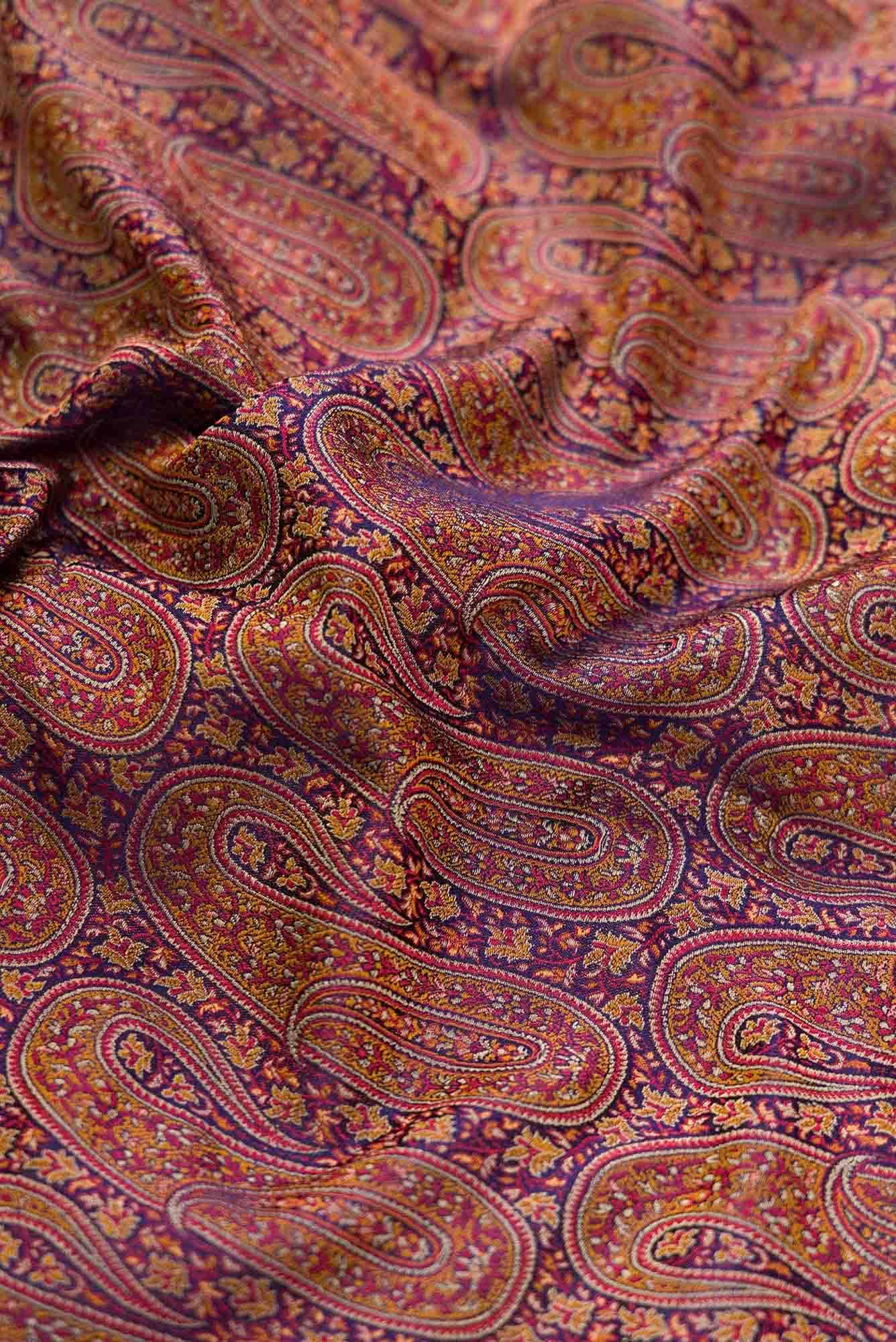 Navy Blue Banarasi Silk Dress Material