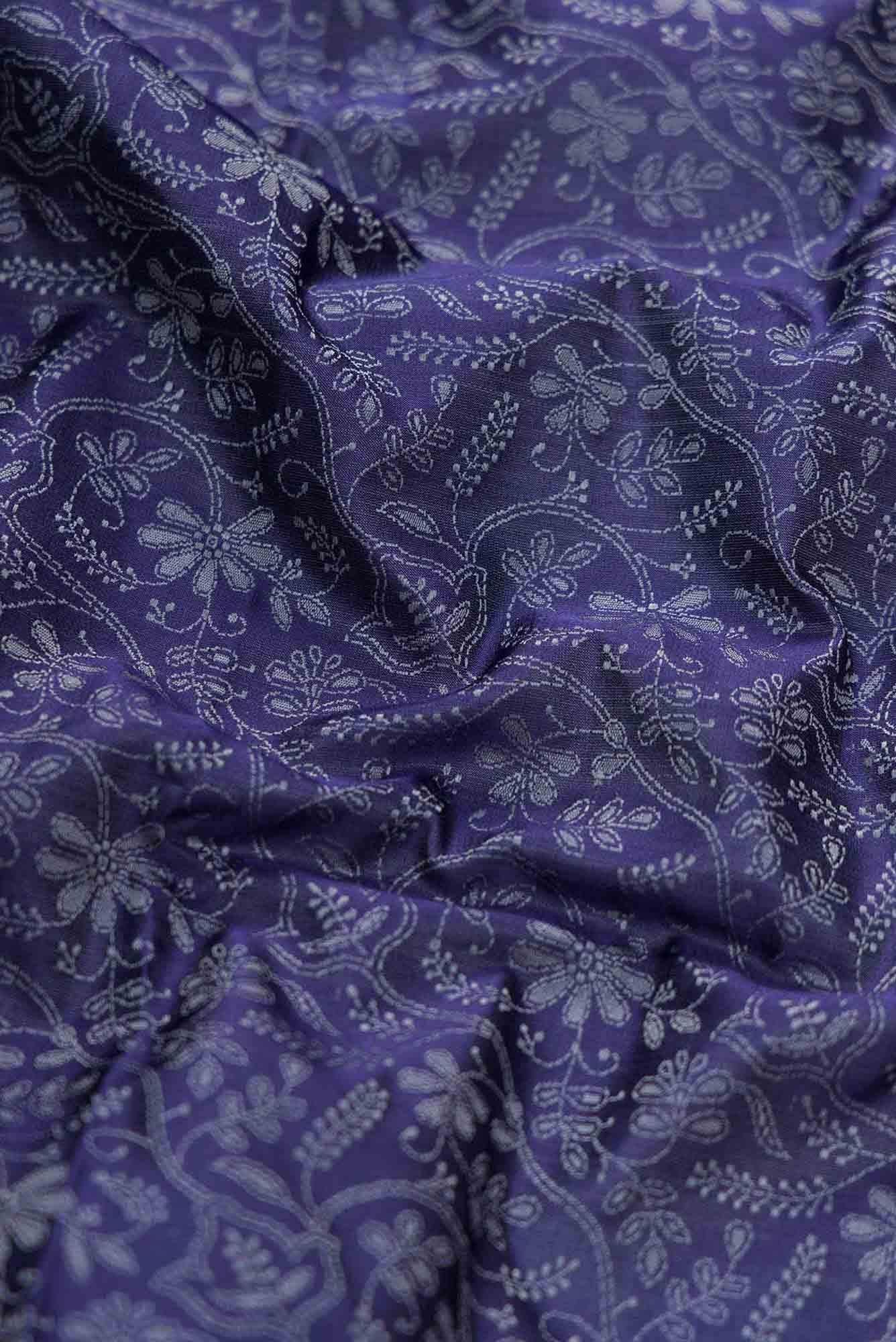 Navy Blue Banarasi Silk Dress Material