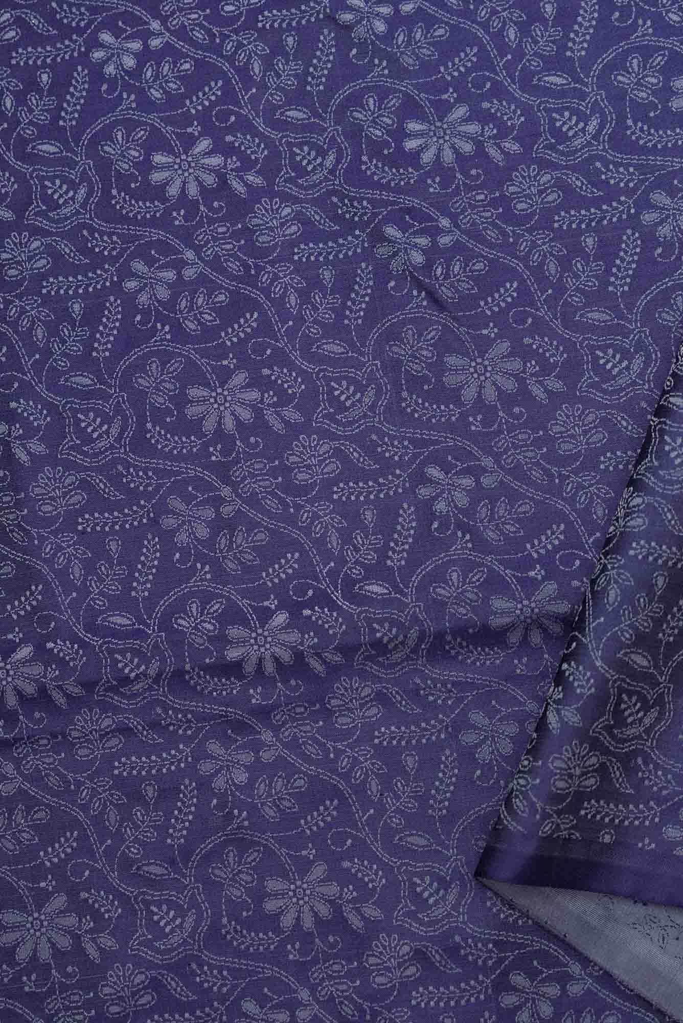 Navy Blue Banarasi Silk Dress Material