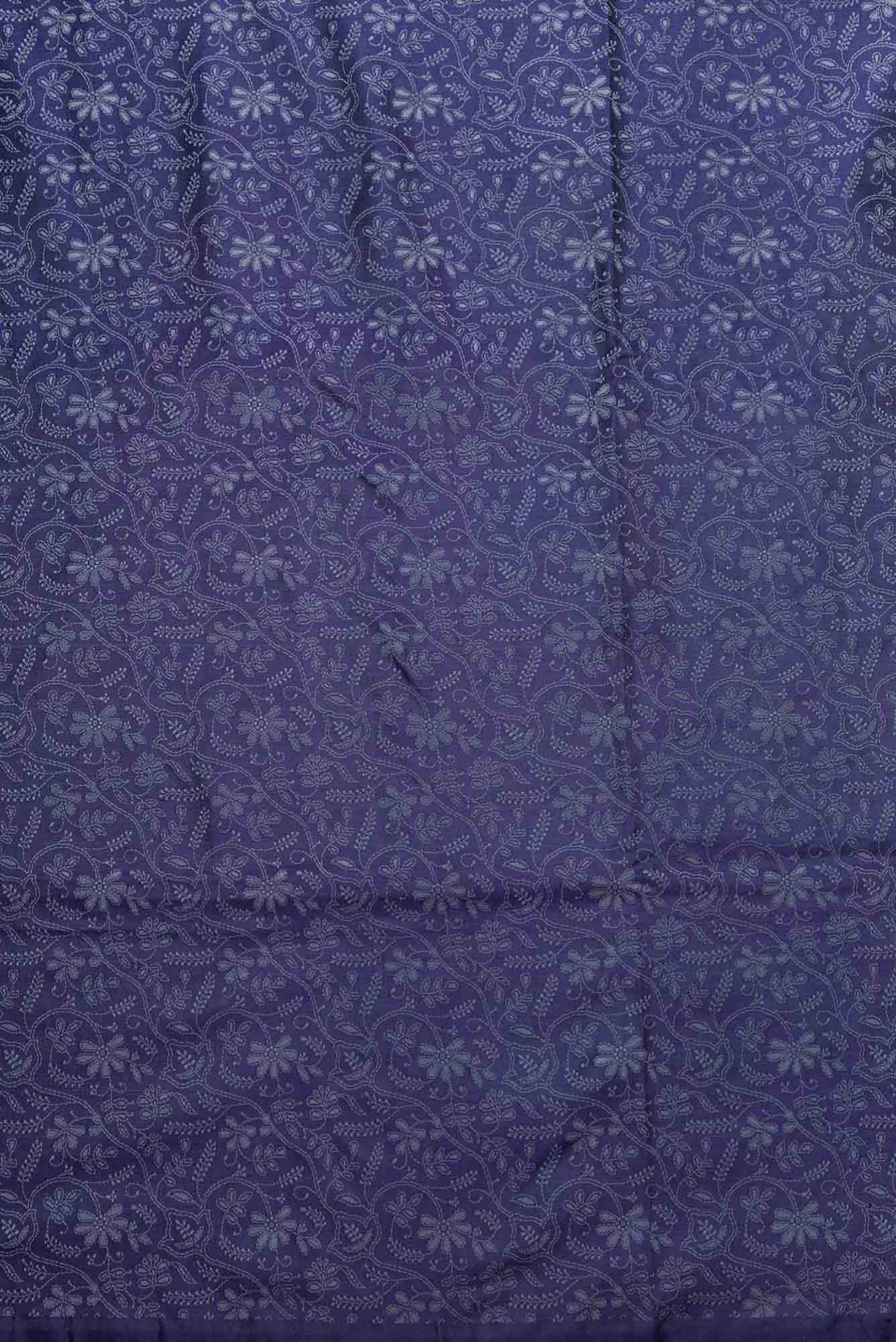Navy Blue Banarasi Silk Dress Material
