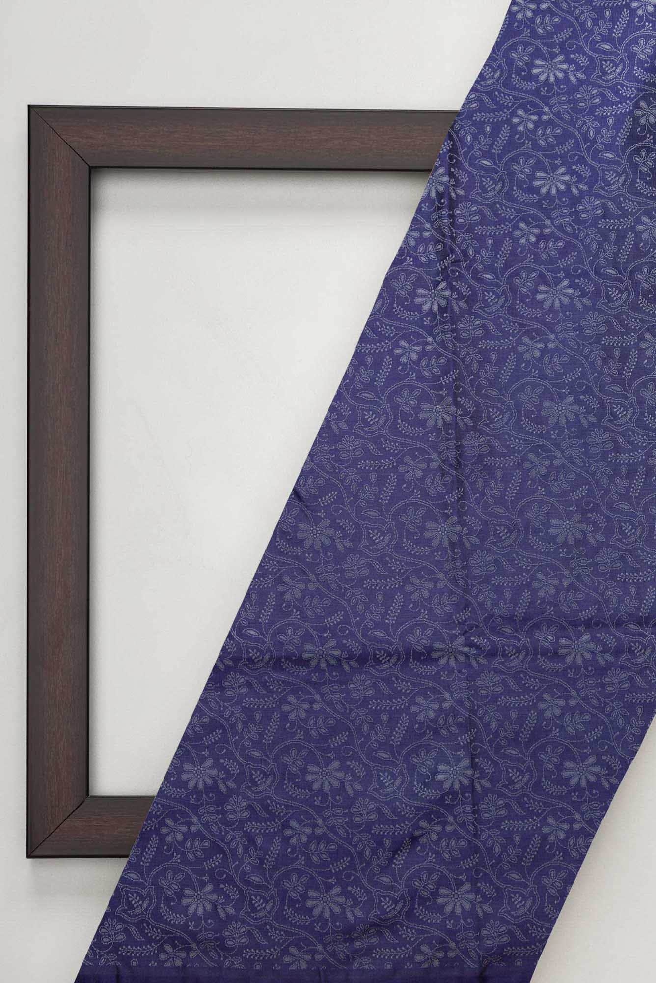 Navy Blue Banarasi Silk Dress Material