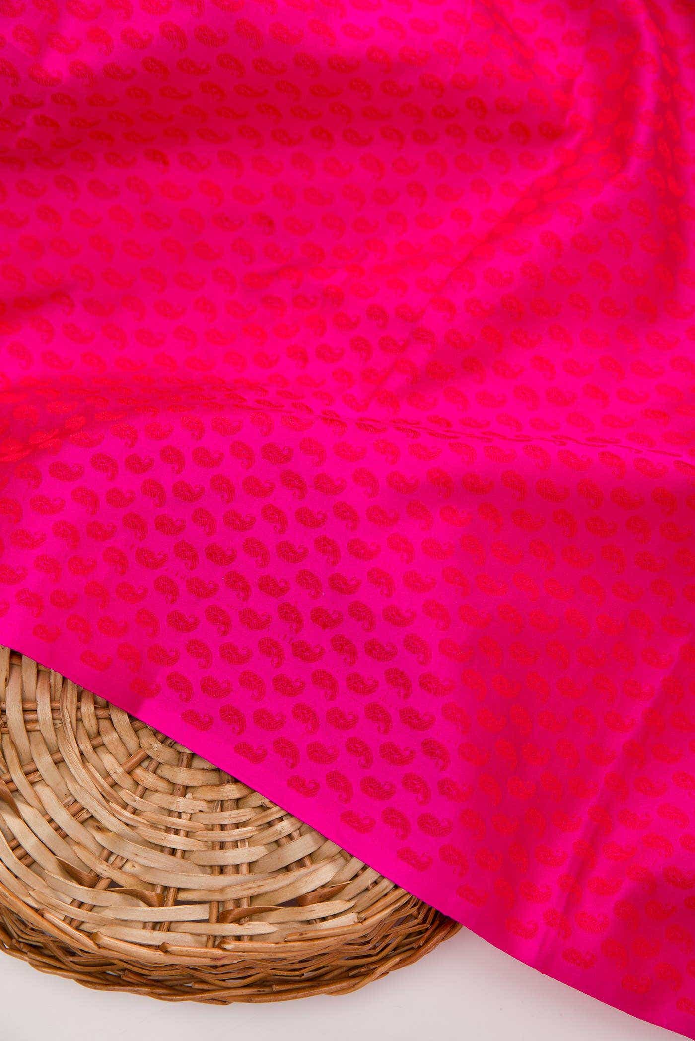 Dark Pink Banarasi Silk Dress Material