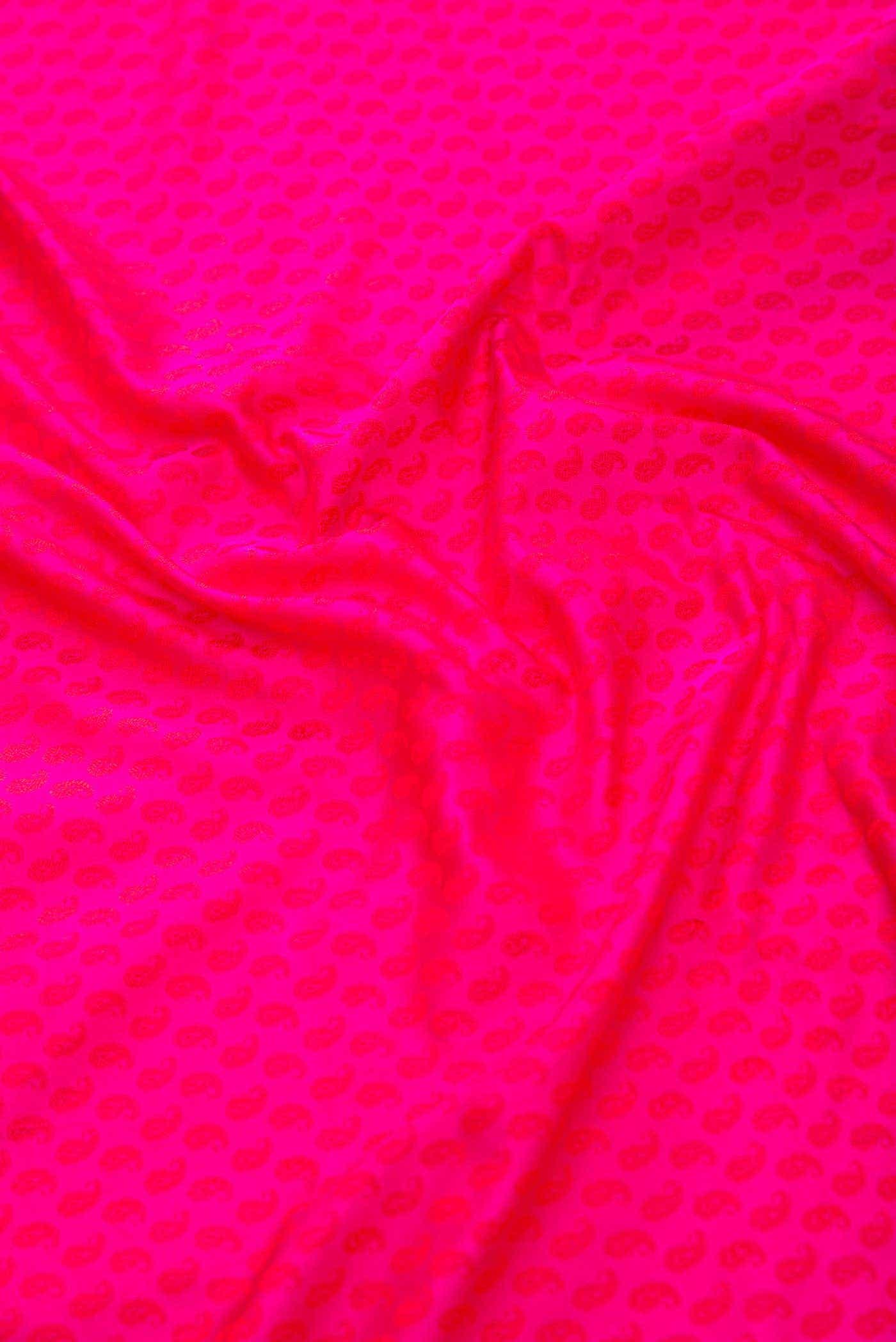 Dark Pink Banarasi Silk Dress Material