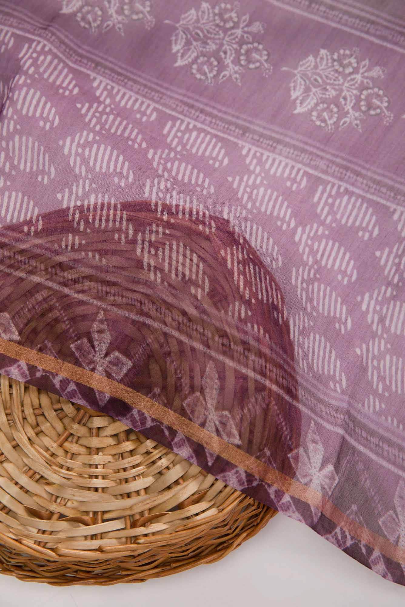 Purple Chanderi Silk Dress Material