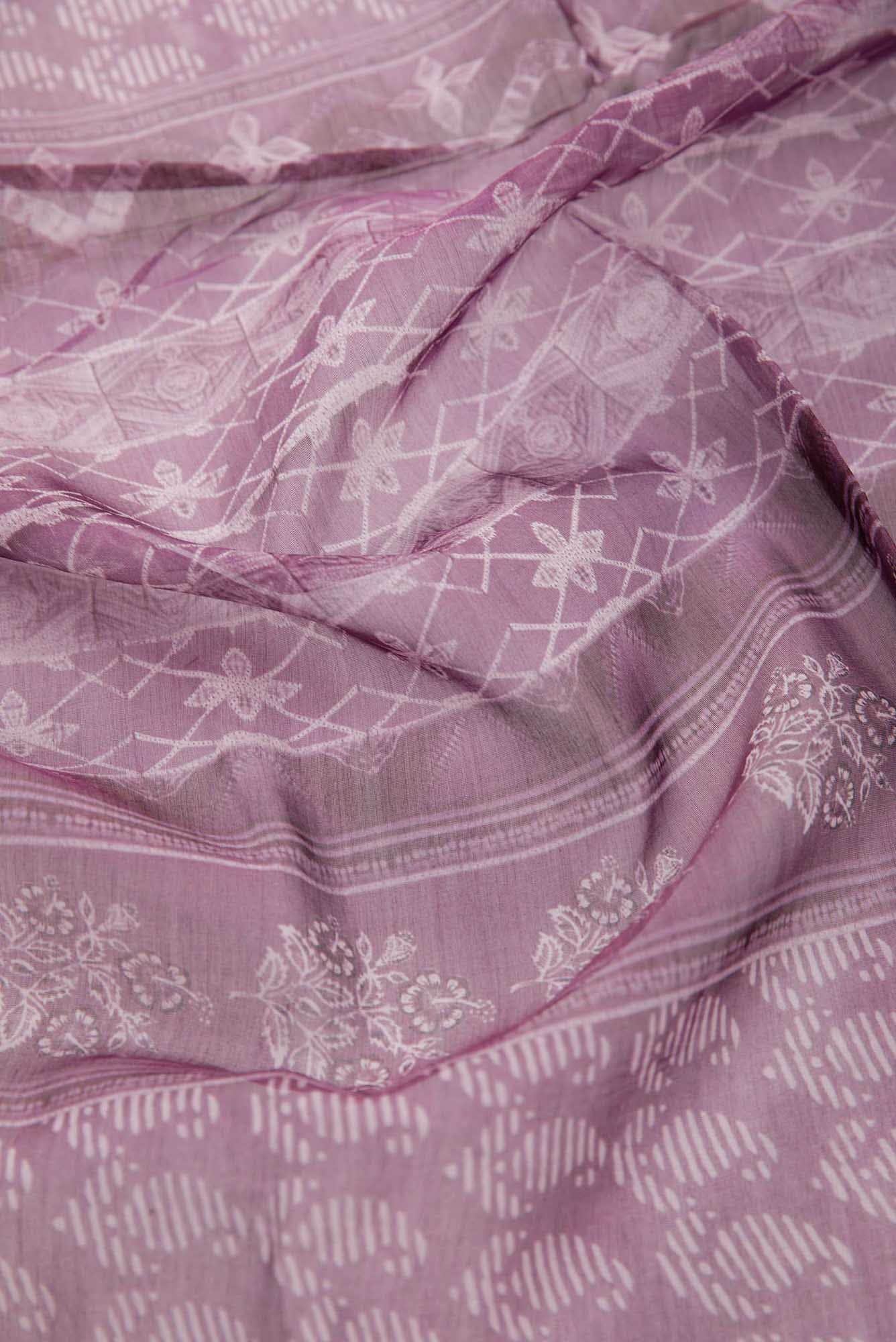 Purple Chanderi Silk Dress Material