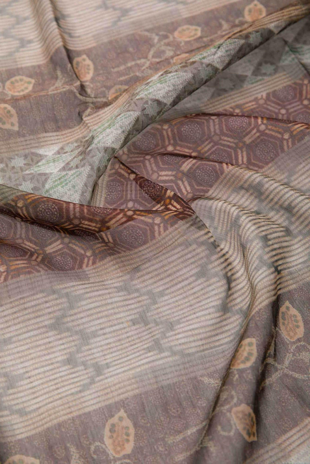 Grey Chanderi Silk Dress Material