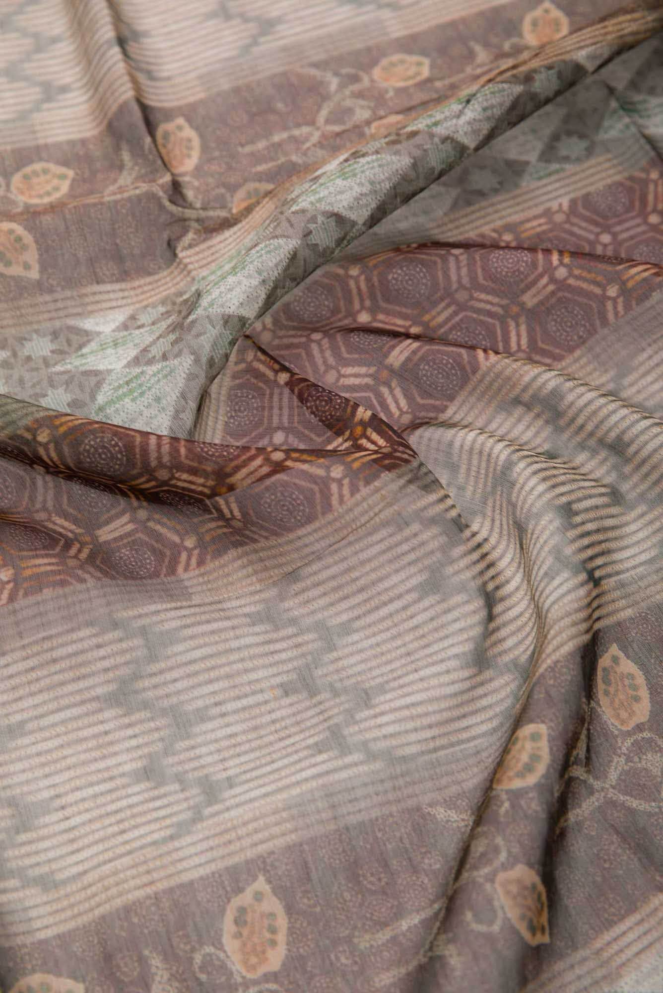 Grey Chanderi Silk Dress Material