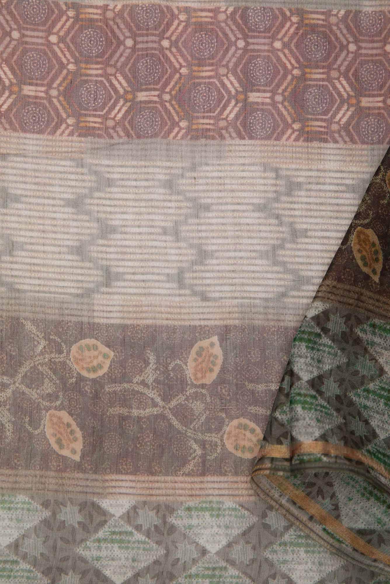 Grey Chanderi Silk Dress Material