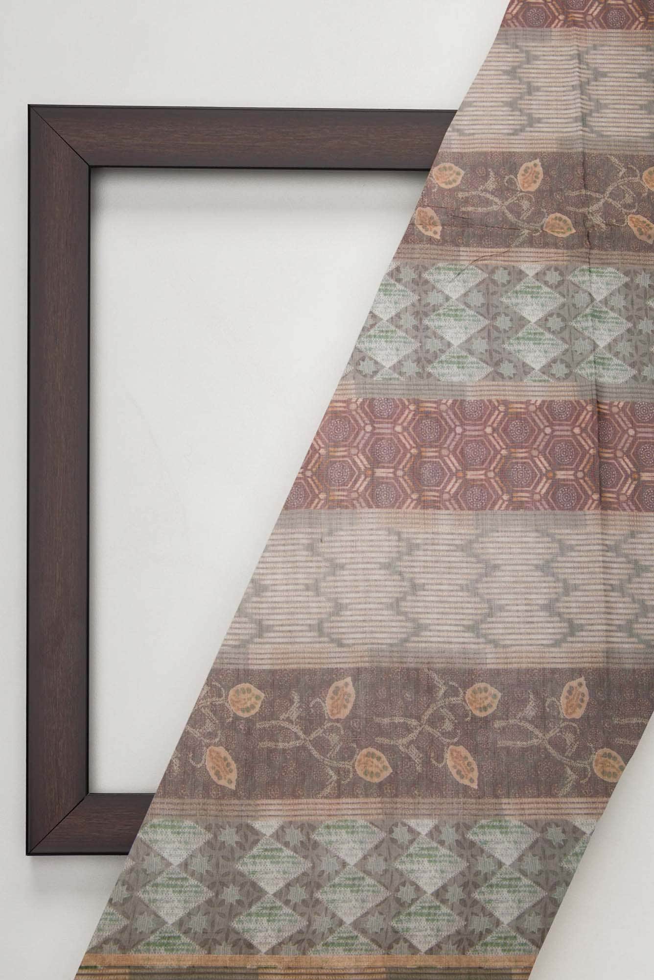 Grey Chanderi Silk Dress Material