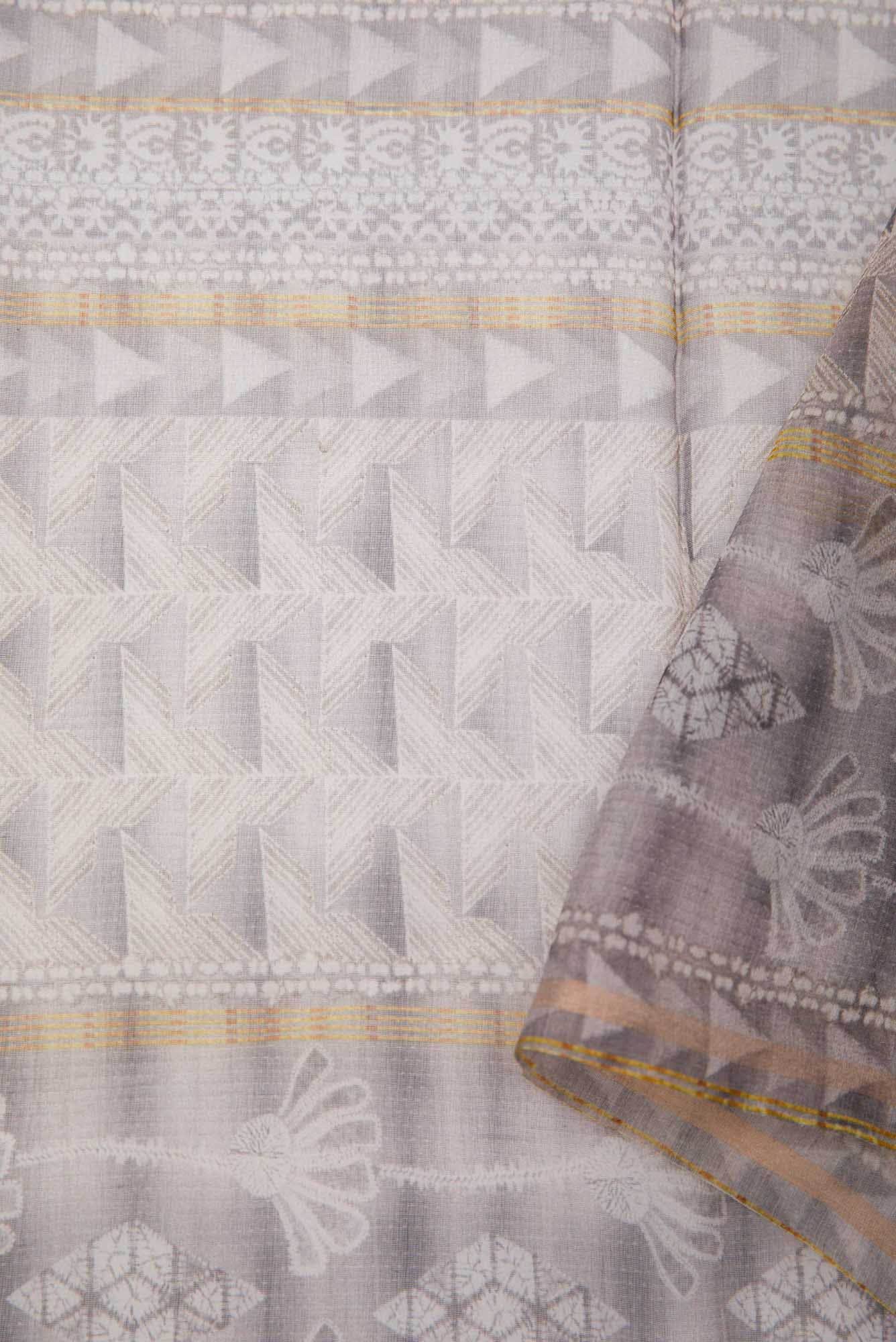Grey Chanderi Silk Dress Material