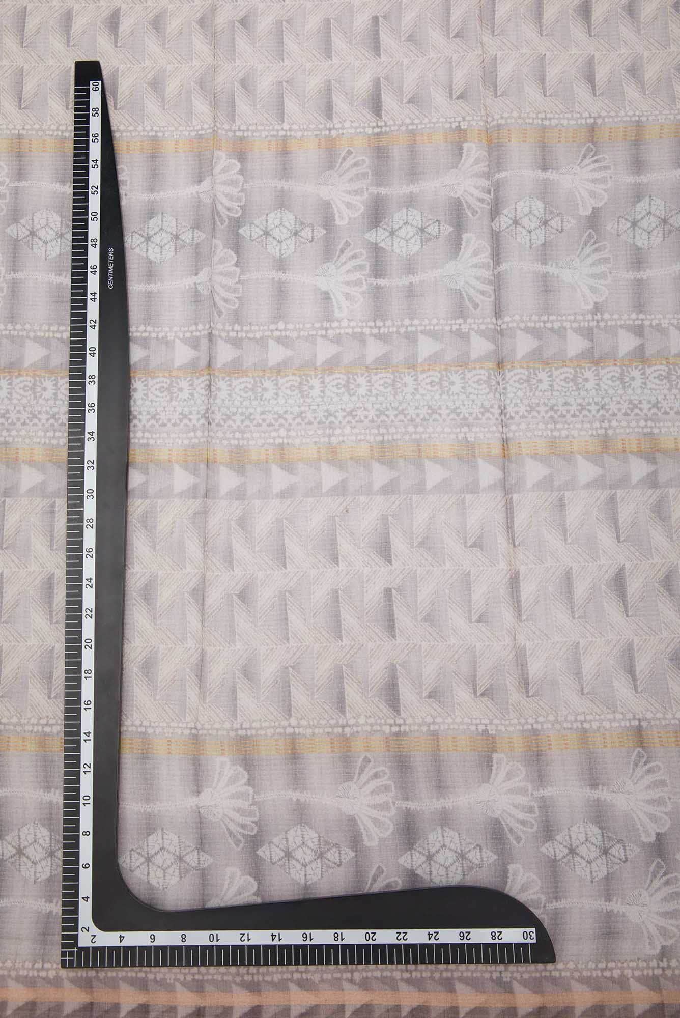 Grey Chanderi Silk Dress Material