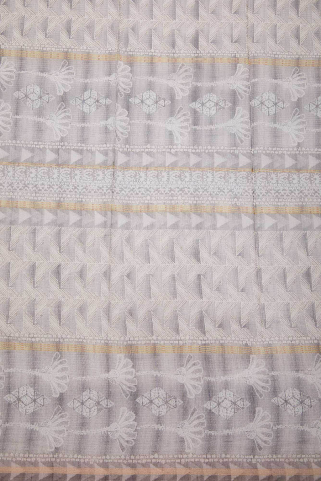 Grey Chanderi Silk Dress Material