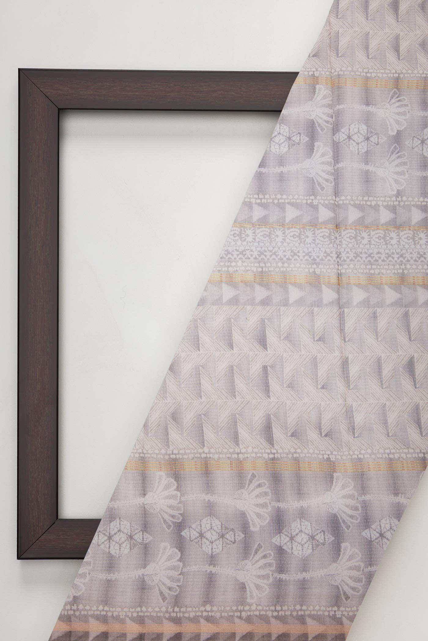Grey Chanderi Silk Dress Material