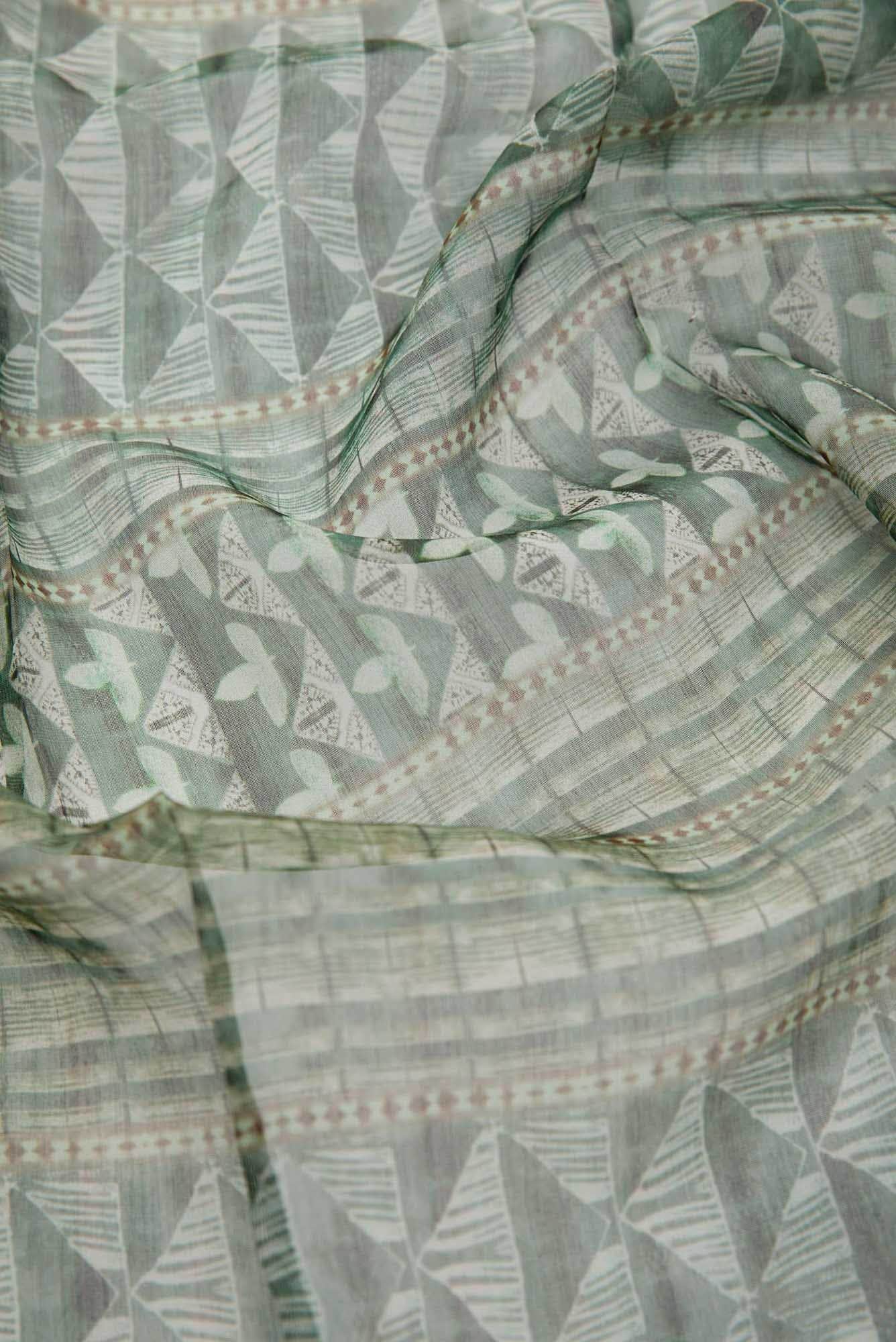 Green Chanderi Silk Dress Material