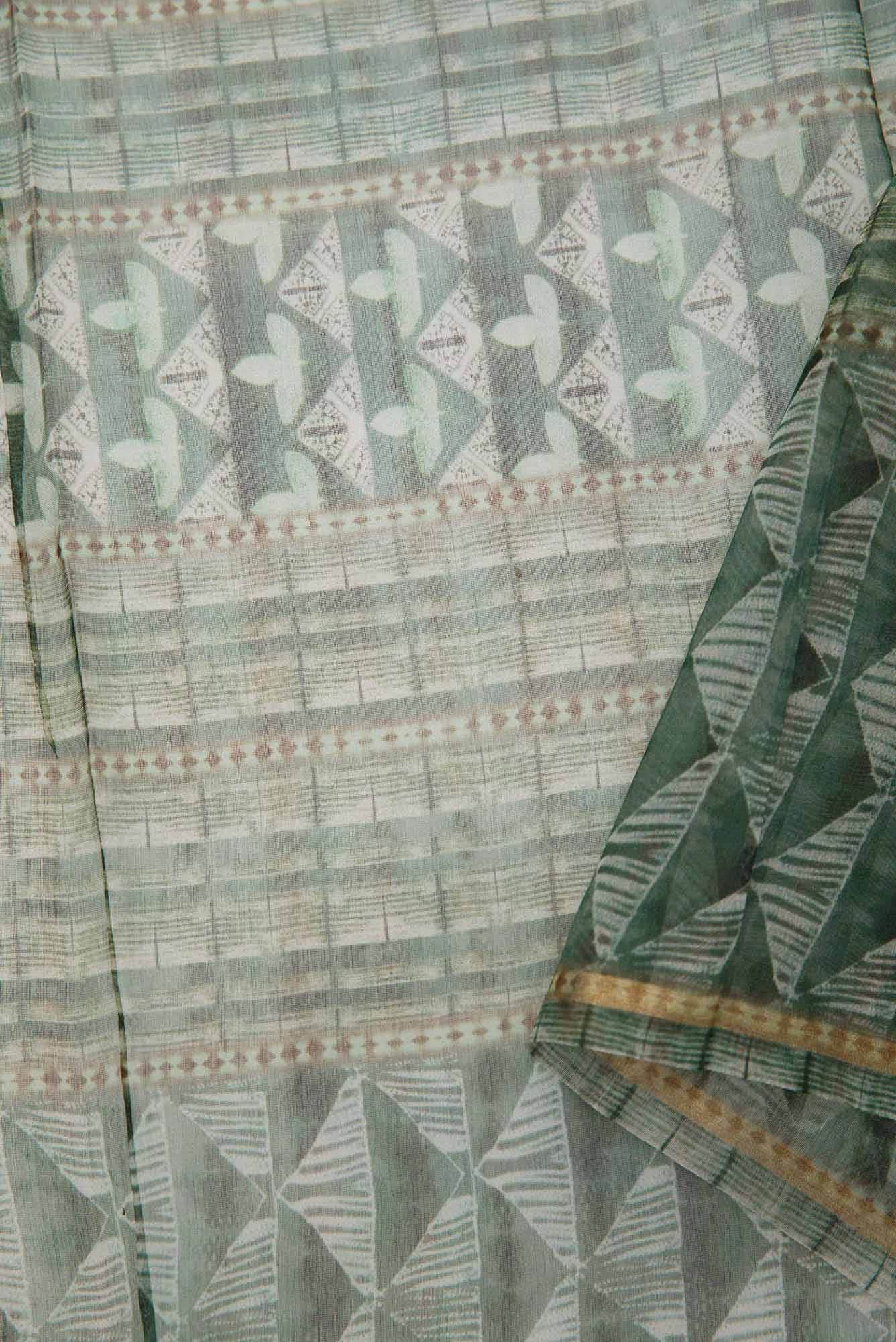 Green Chanderi Silk Dress Material