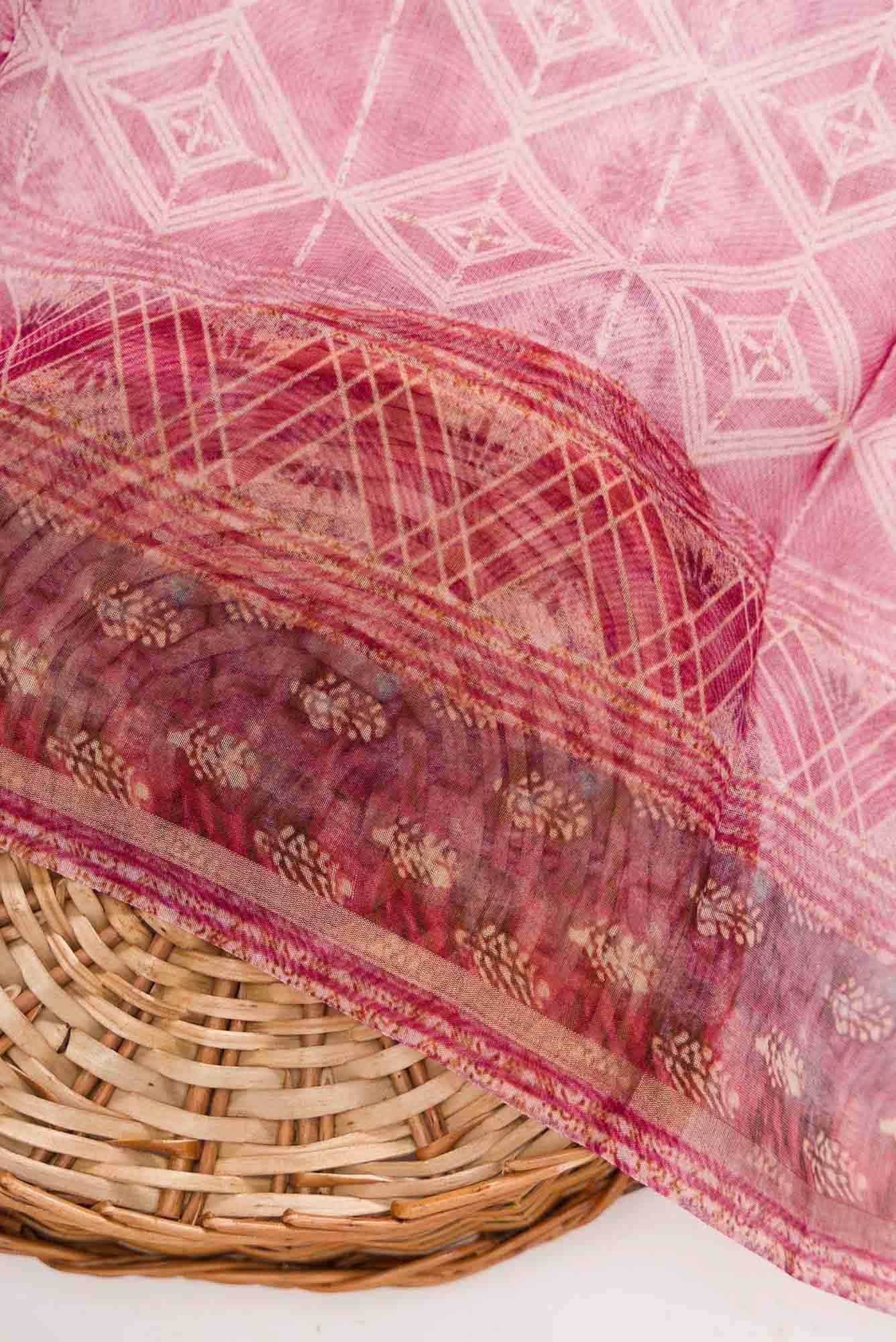 Pink Chanderi Silk Dress Material