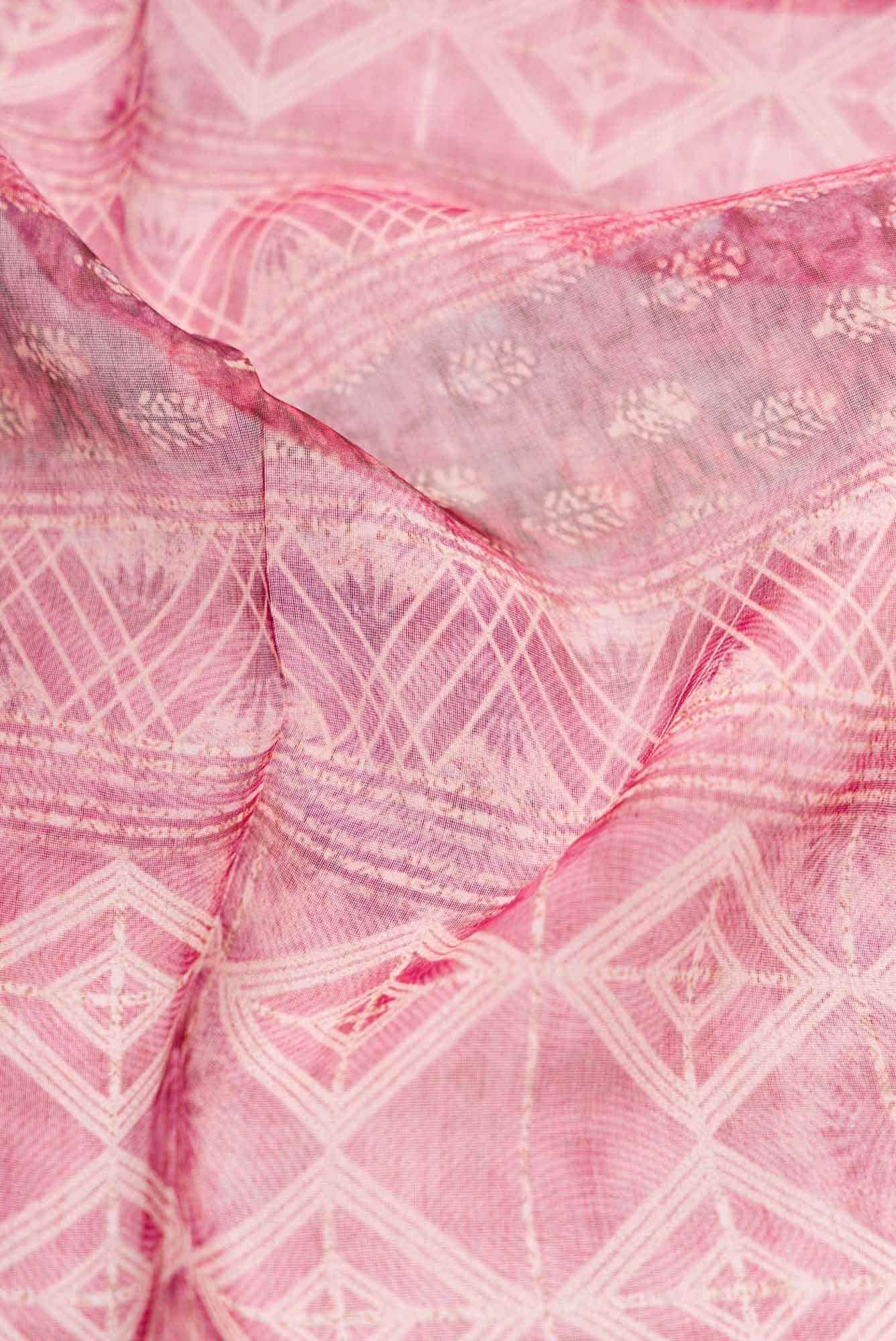 Pink Chanderi Silk Dress Material