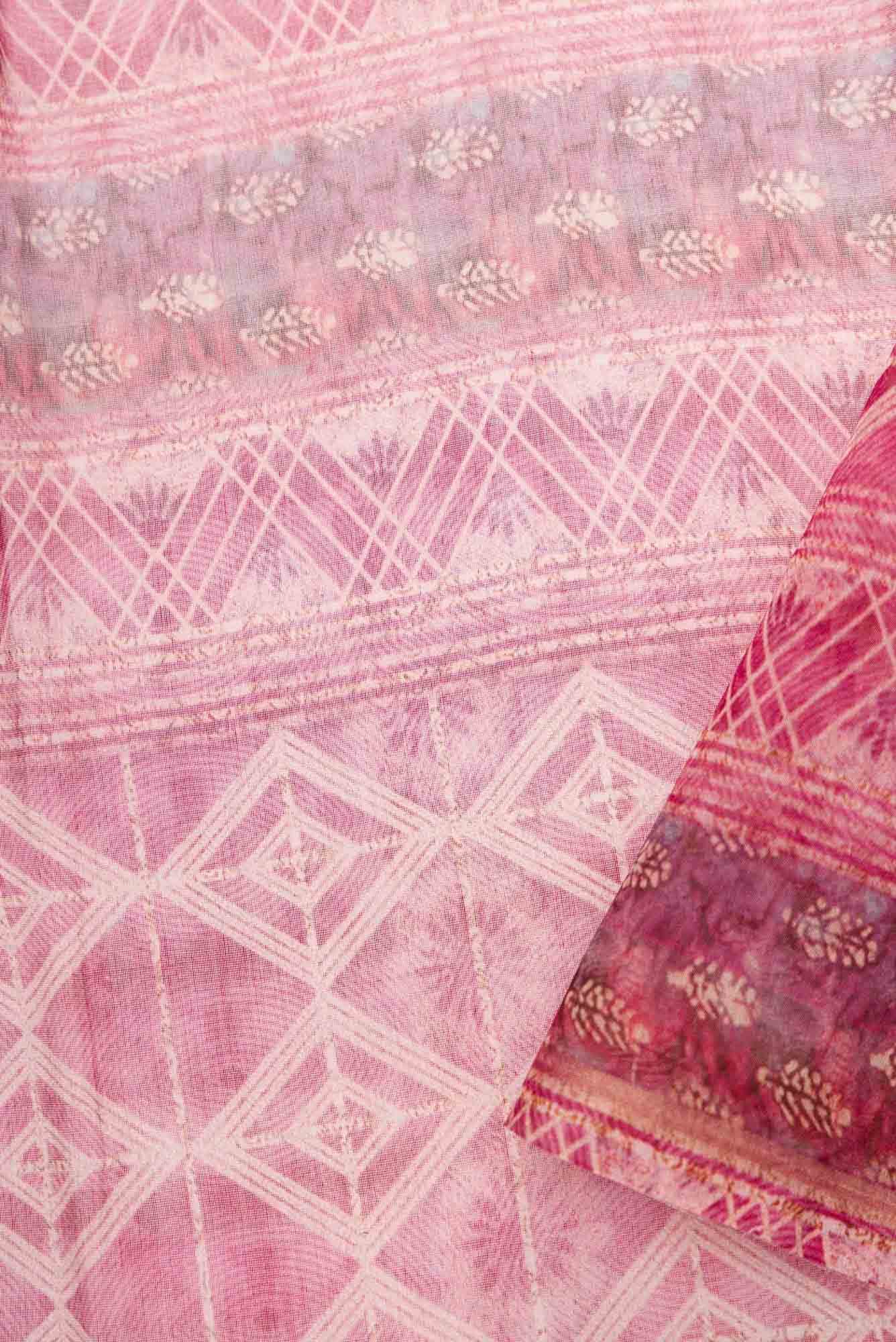 Pink Chanderi Silk Dress Material